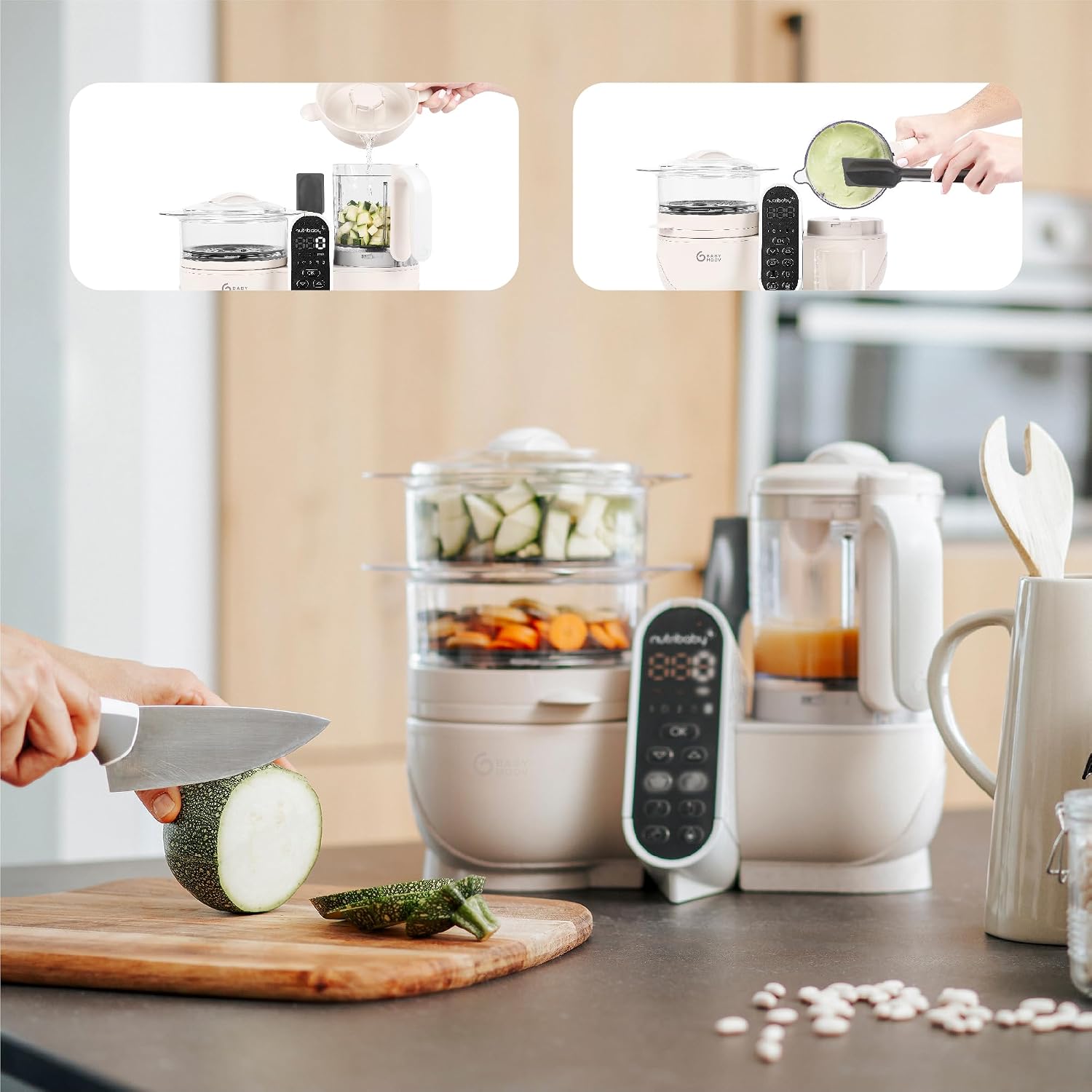 Thumbnail 5 de Babymoov Nutribaby(+) Cuocipappa 6 in 1 – cuocivapore, frullatore e batch cooking, Beige minerale