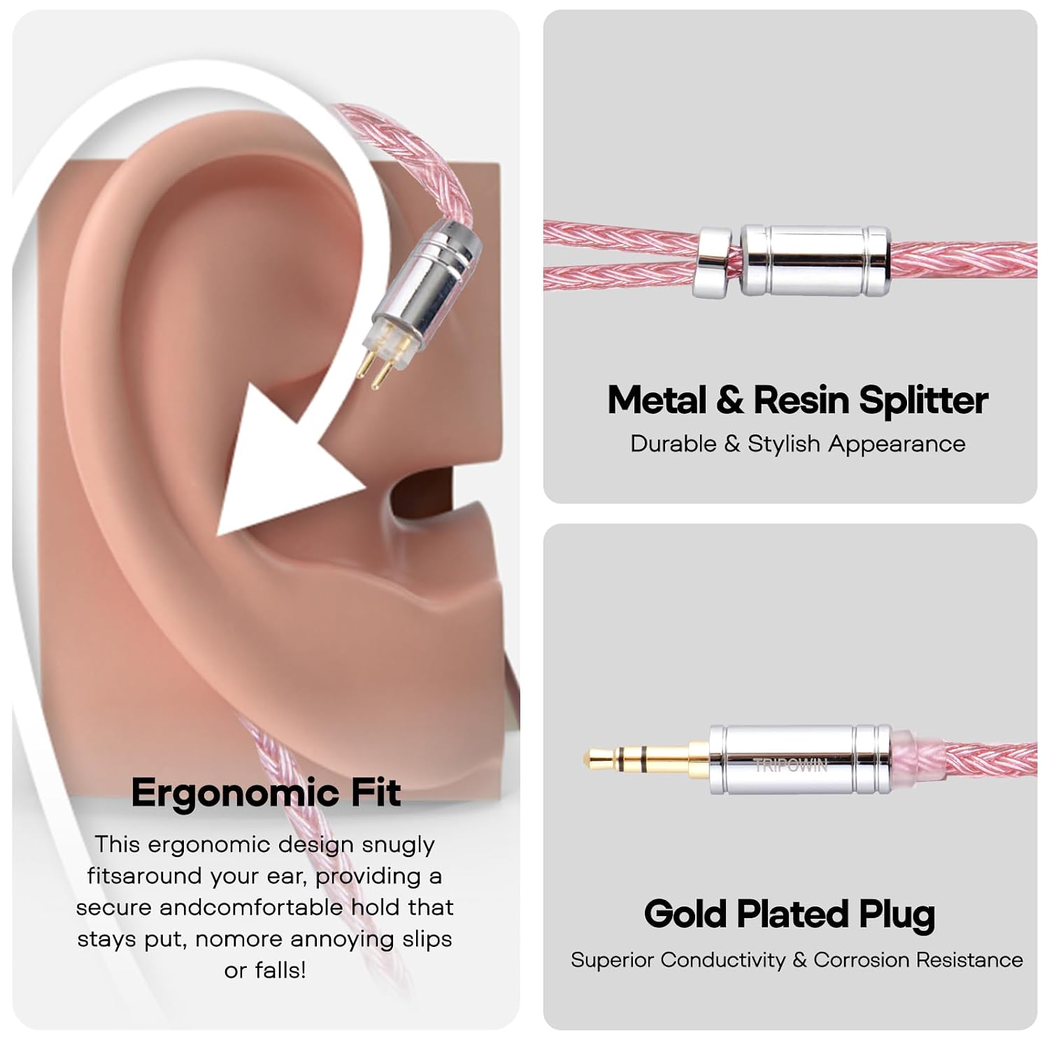 Thumbnail 5 de Tripowin Zonie IEM: cavo 16 core placcato argento SPC (2pin 0,78 mm, 3,5 mm) 1,25 m per auricolari in-ear
