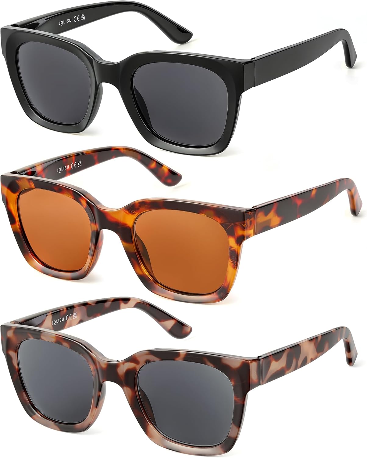JOLISU 3 Pack Full Lens Reading Sunglasses for Women – Oversized UV400 Shielded Readers