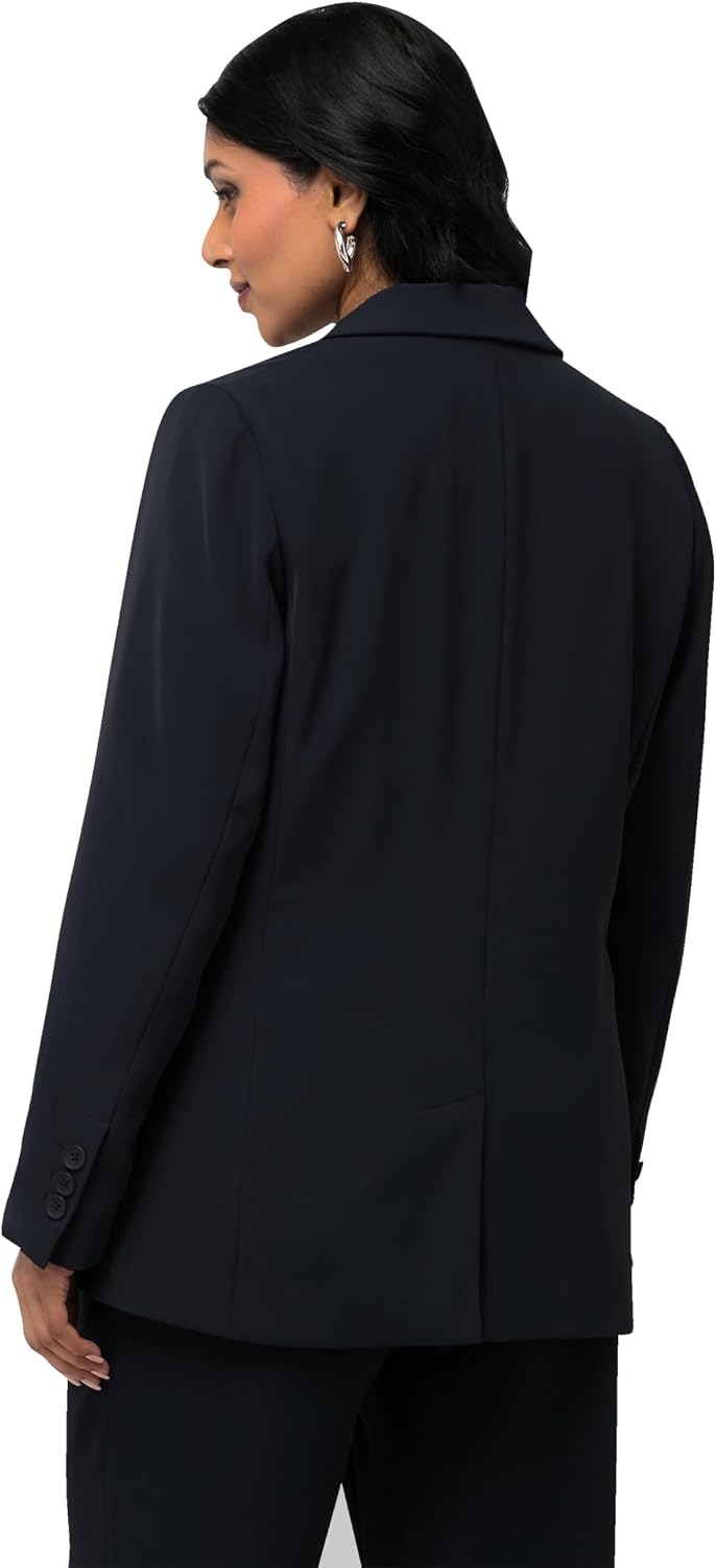 Detalle 2 de Ulla Popken Femme Grandes Tailles Blazer à revers, poches à rabat et fermeture boutonnée – 811944