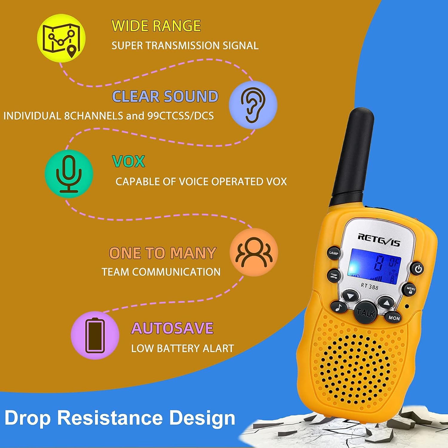 Thumbnail 1 de Retevis RT388 Walkie Talkie bambini 1 paio