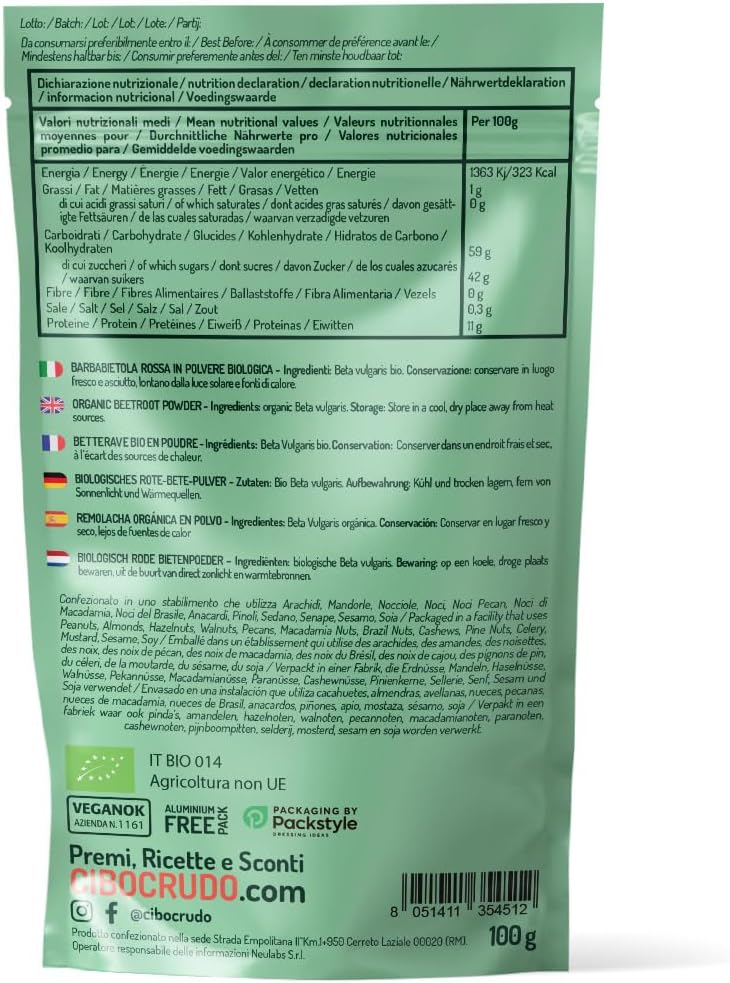 Detalle 2 de Polvere di Barbabietola Rossa Bio e Cruda – 100 g