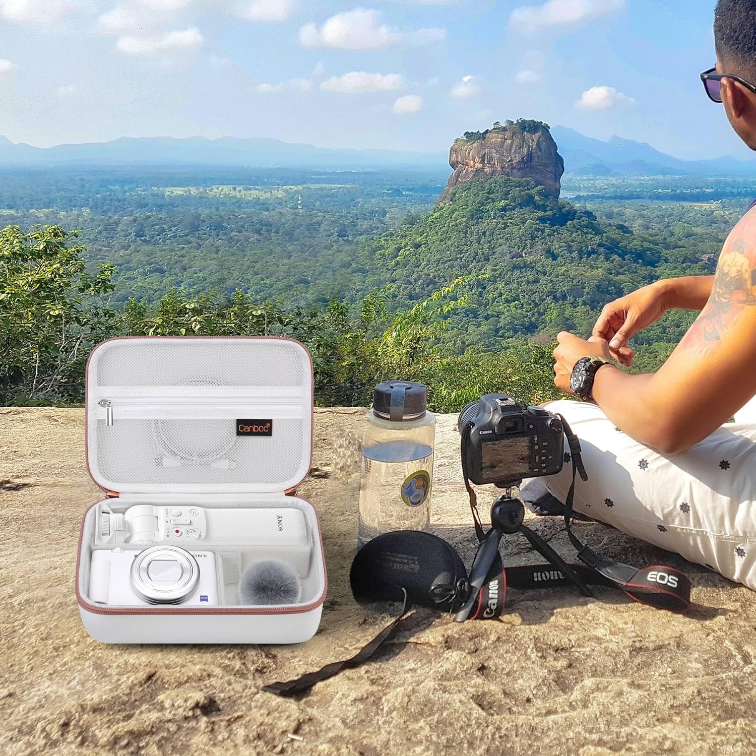 Thumbnail 6 de Canboc Carrying Camera Case for Sony ZV-1 / ZV-1F / ZV-1 II vlog kit – travel storage bag with strap (case only) – White