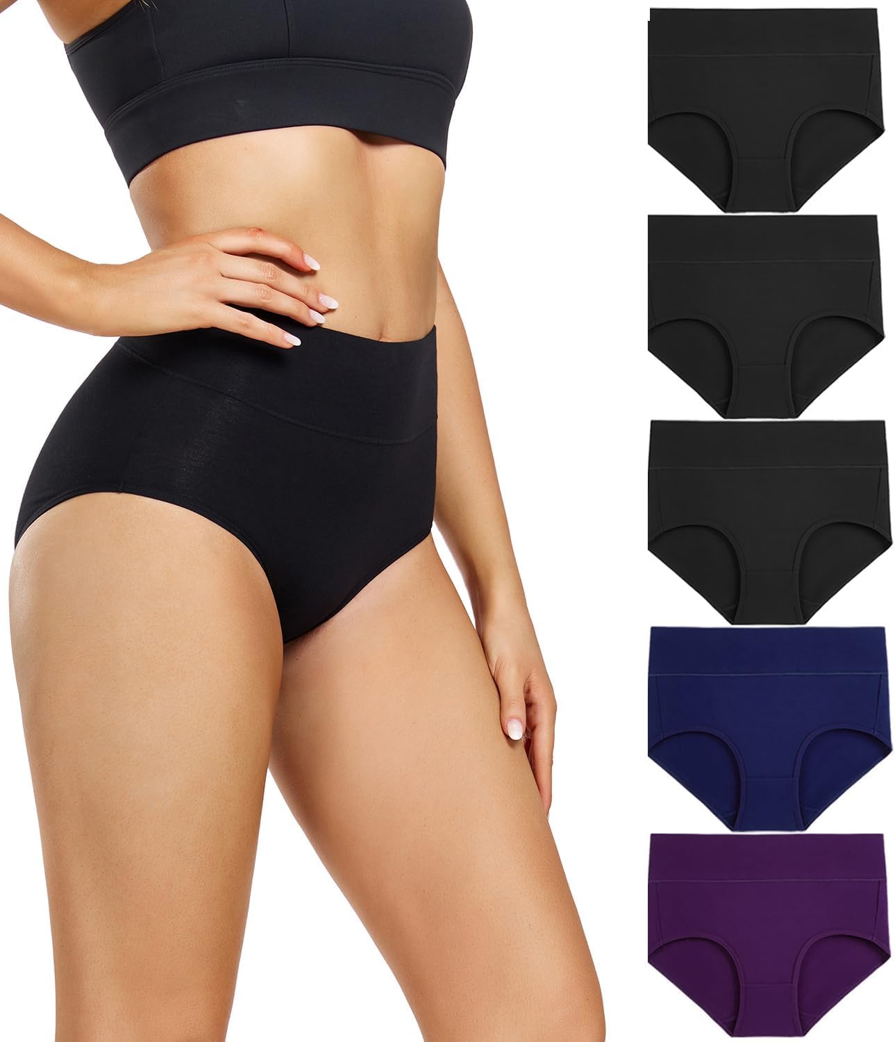 Detalle de wirarpa Damen Unterhosen Baumwolle – Hohe Taille, 5er Pack