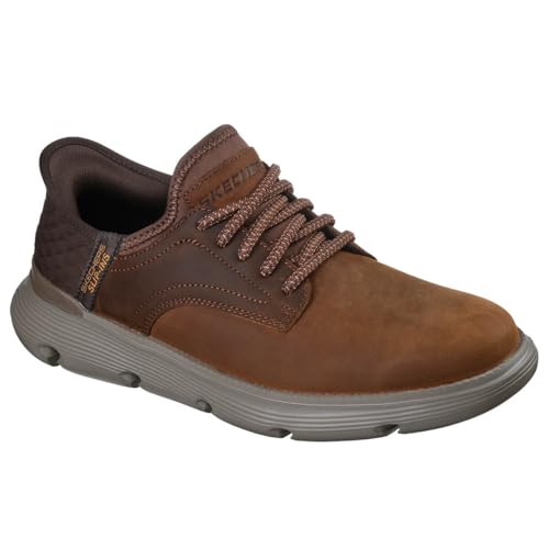 Detalle de Skechers Men's Garza Gervin Trainer – Brown, Wide Fit UK