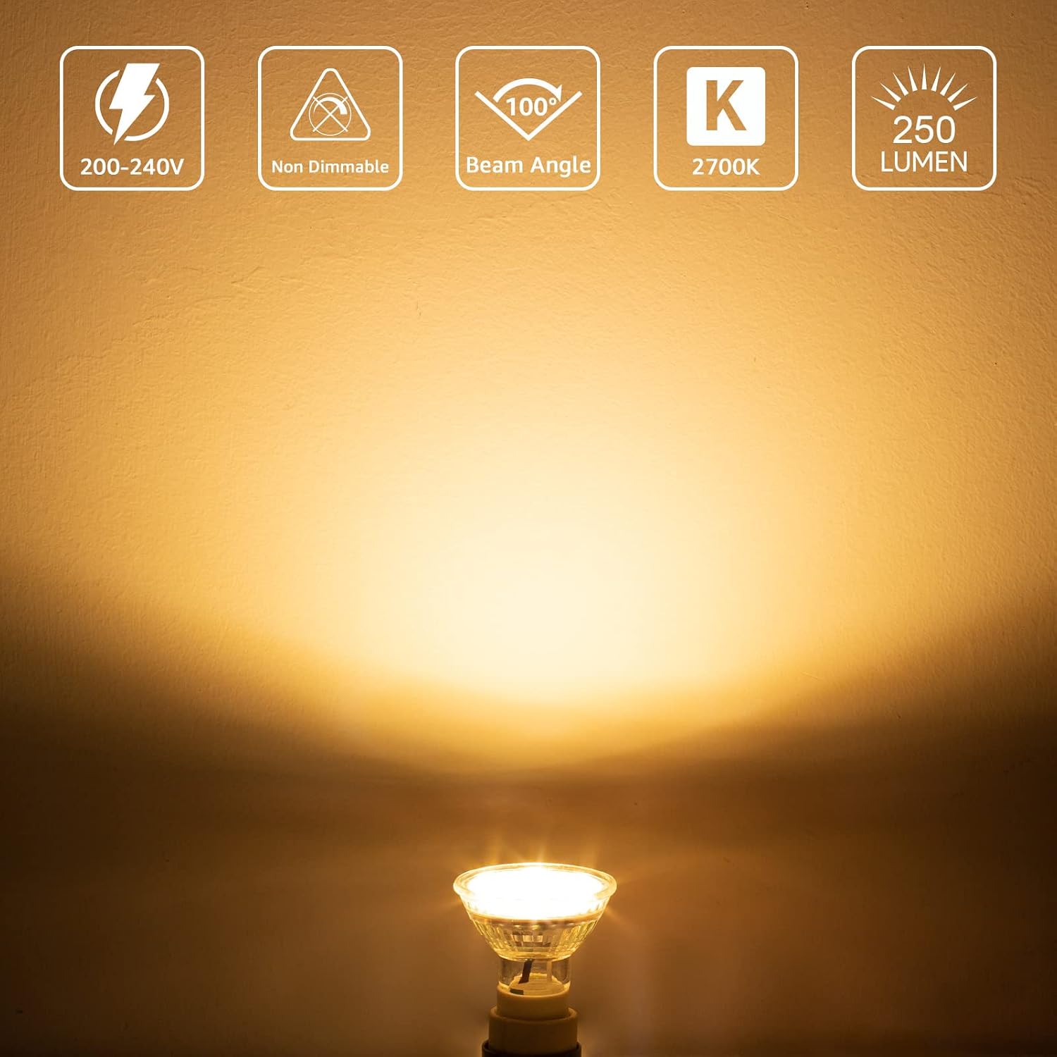 Thumbnail 1 de Lepro GU10 LED Bulbs (Warm White 2700K) – 3W 35W Halogen Equivalent, 250lm, 100° Beam Angle, Non‑Dimmable (Pack of 10)