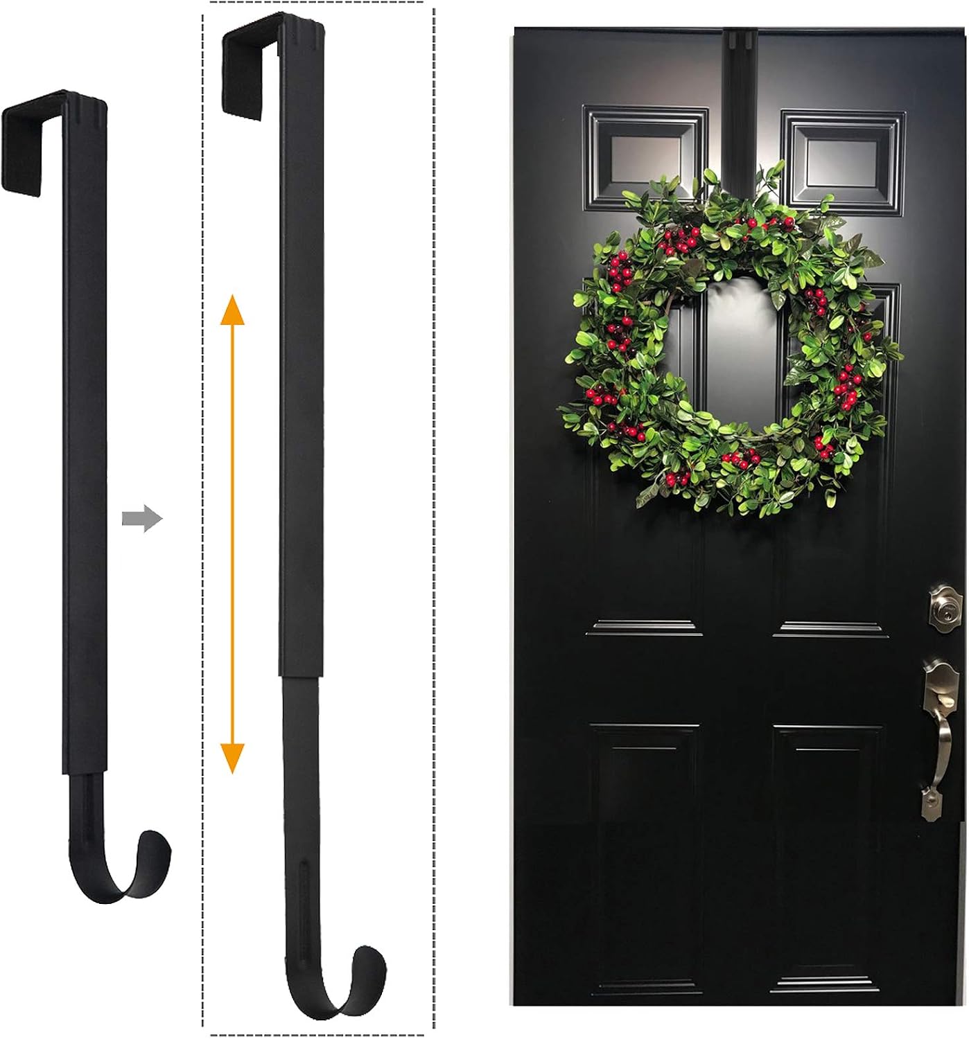 Detalle de LBSUN 8541861544 Adjustable Over-the-Door Wreath Hanger, 14.9–25 Inches