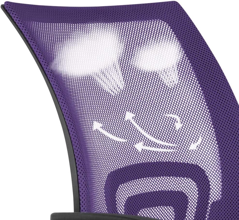 Thumbnail 6 de Yaheetech Sedia da Ufficio Ergonomica a Rotelle con Schienale in Rete, Braccioli e Altezza Regolabile – Viola