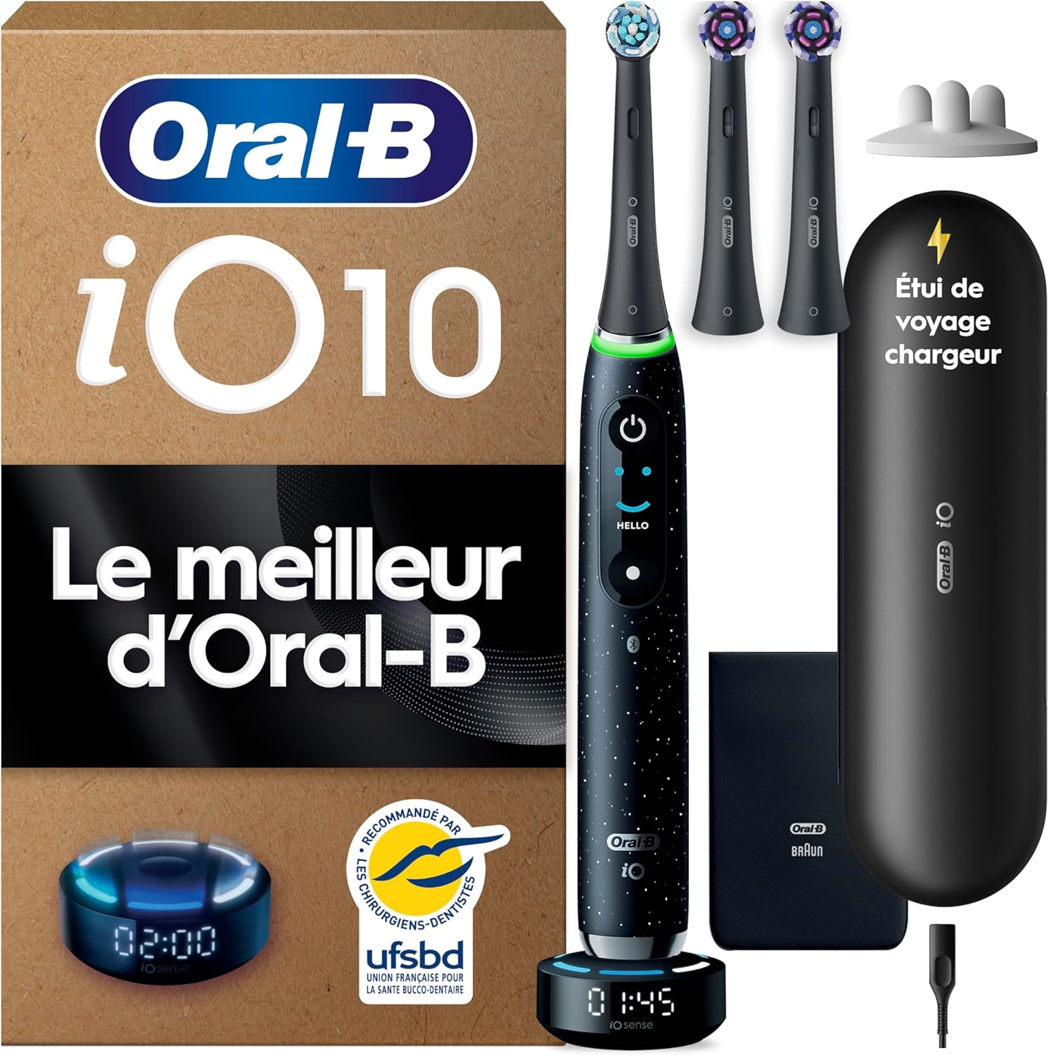 Detalle de Oral-B iO 10 brosse à dents électrique intelligente noire – 7 modes, capteur de pression et iO Sense