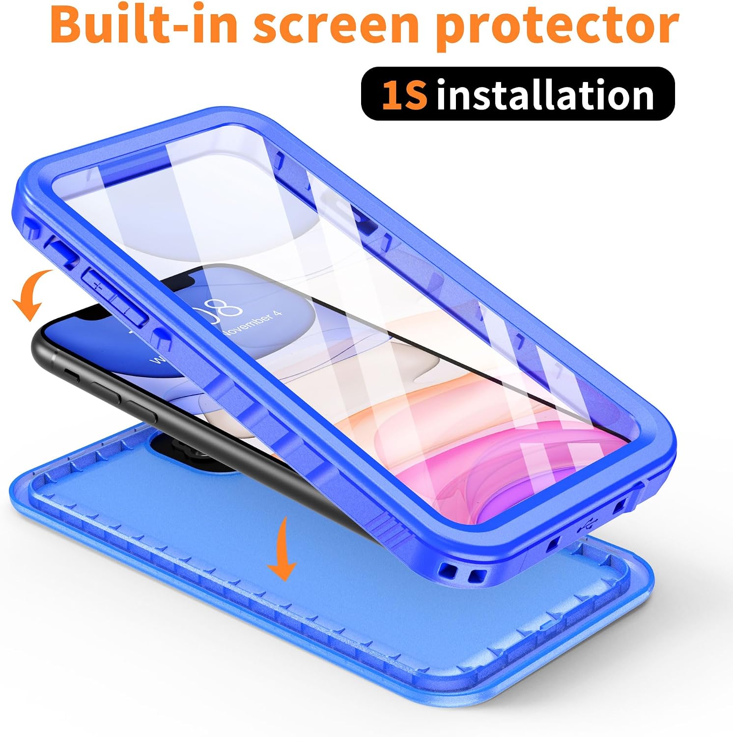 Detalle de Cozycase Cover TOP Antiurto IP68 per iPhone 11 – Protetta e Leggera, Blu