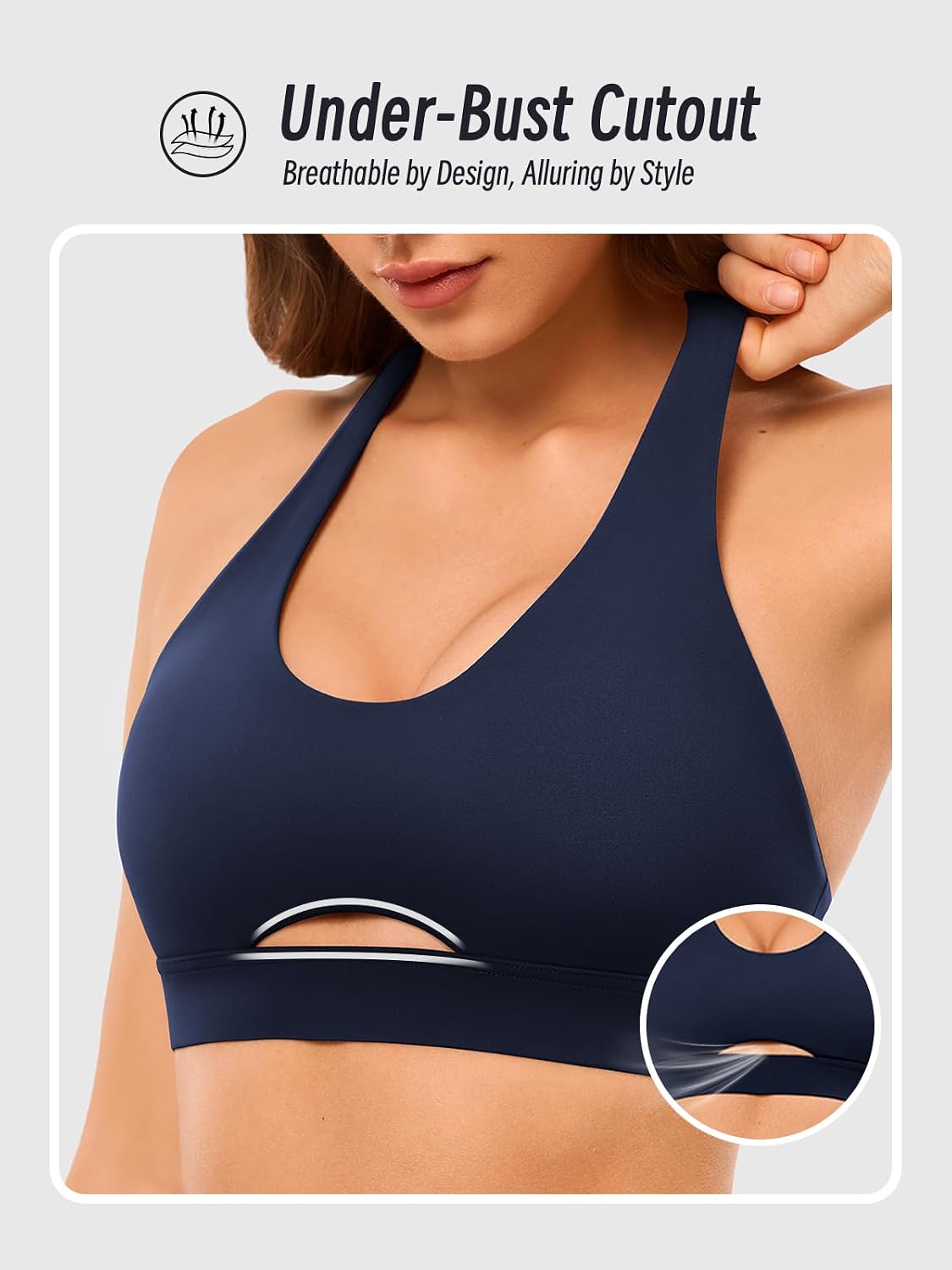 Detalle de Open Back Halter Sports Bra, Padded