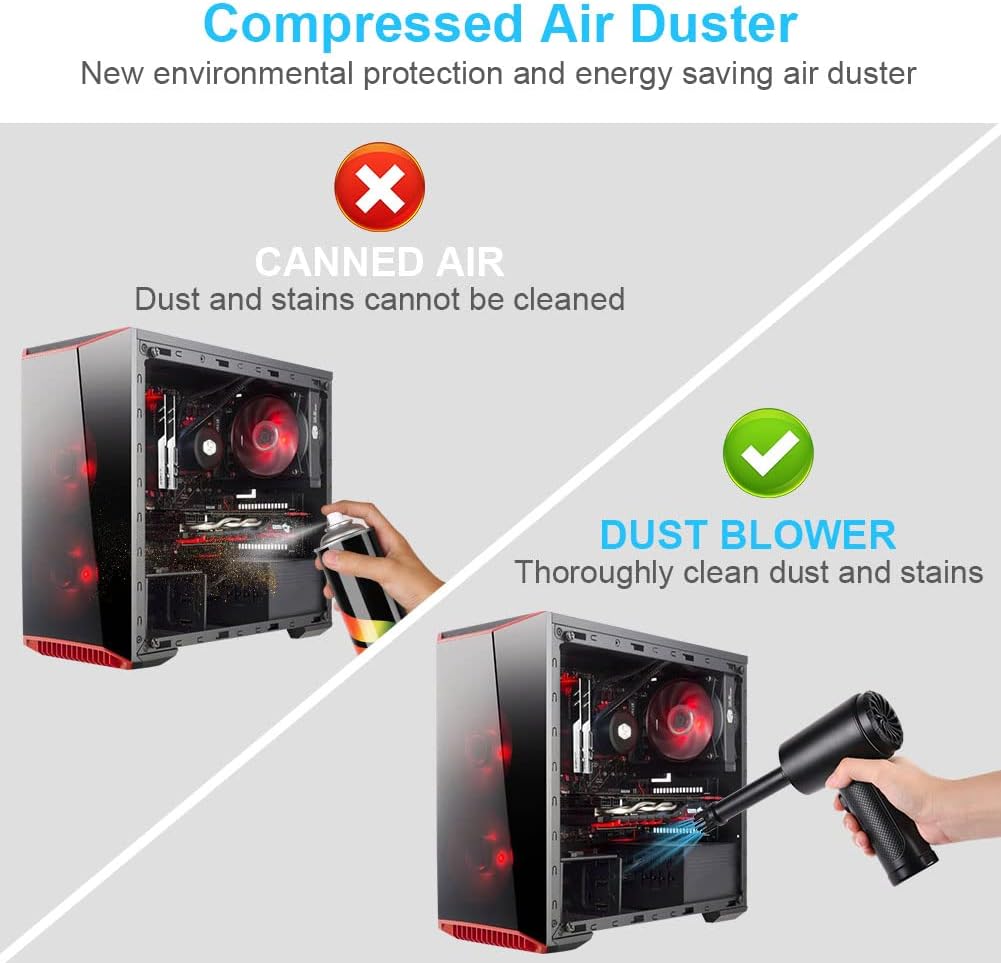 Thumbnail 2 de URAQT Aspirapolvere per computer 2 in 1 con aria compressa elettrica USB ricaricabile (mini, fino a 91.000 RPM)