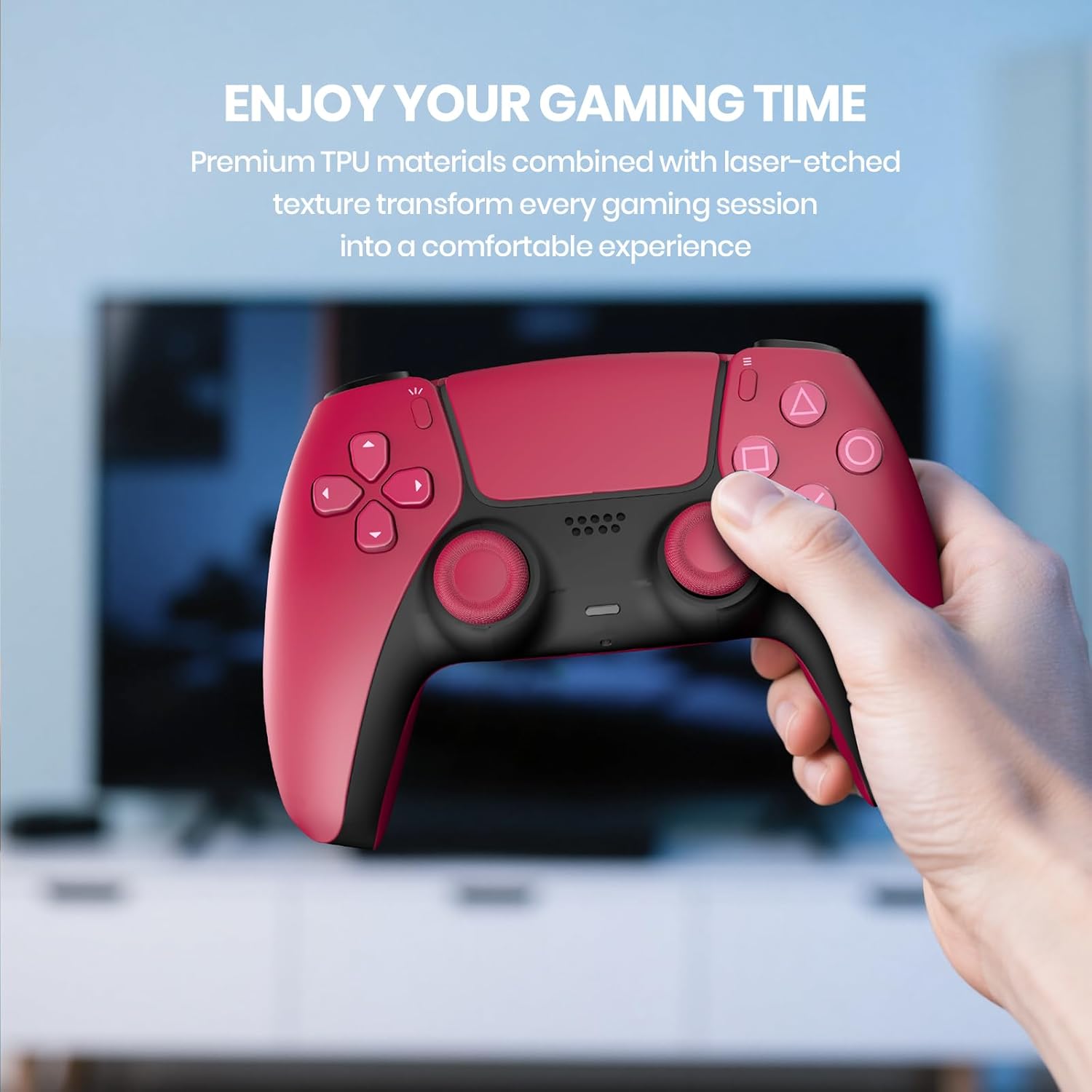 Detalle de NEWDERY Daumengriff-Joystick-Kappen für PS5/PS4-Controller (rutschfest, laserstrukturiert) – 10 Stück, Rosarot