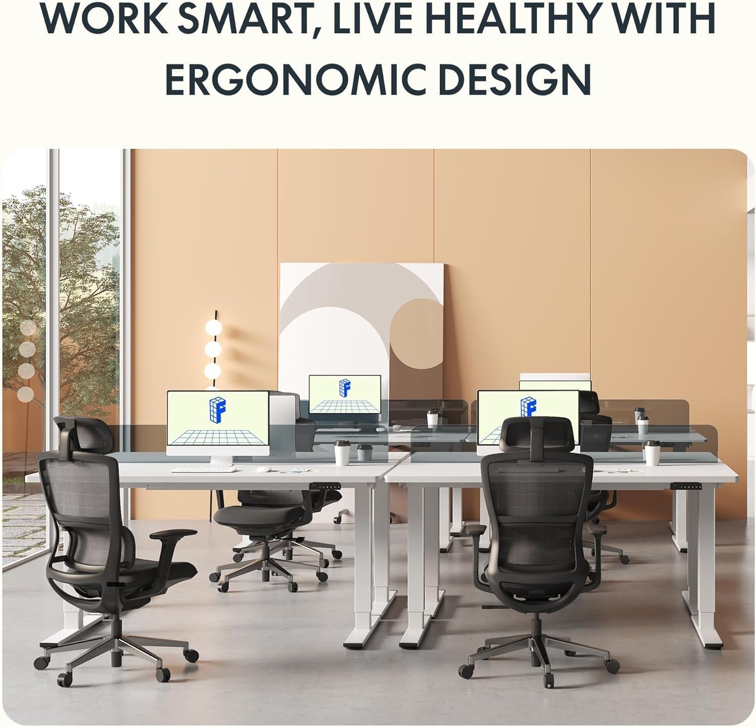 Detalle de FLEXISPOT E1 One Piece electric standing desk 120×60 cm