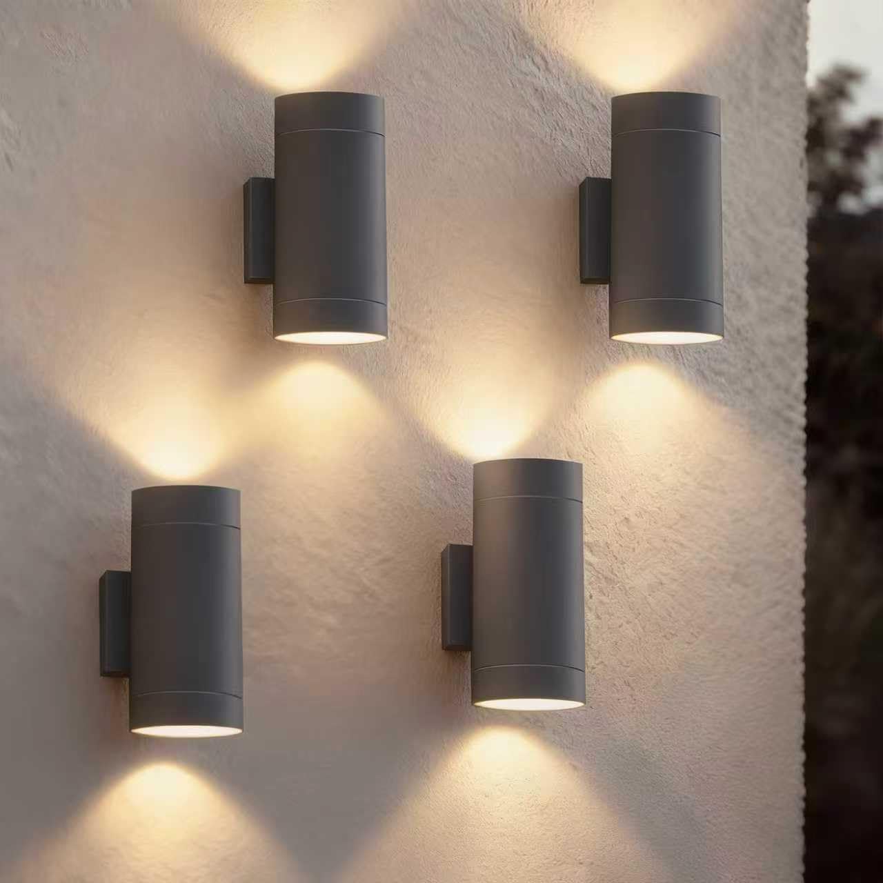 Detalle de EBION Outdoor Wall Lights 4 Pack: IP65 Up-Down Aluminium Exterior GU10 Lamps