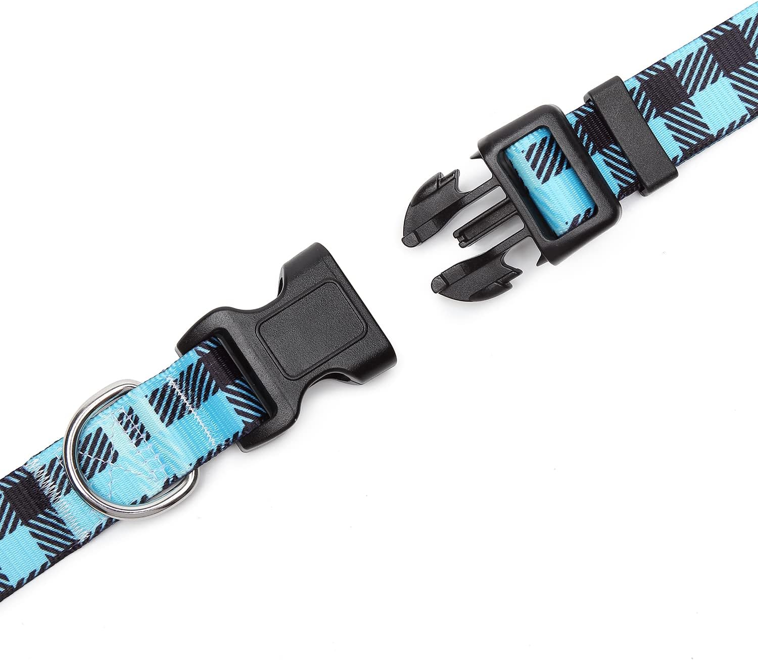 Detalle 2 de Mercano verstellbares Hundehalsband aus weichem Nylon (L, kariertes Blau) – Komfort & robustes Design