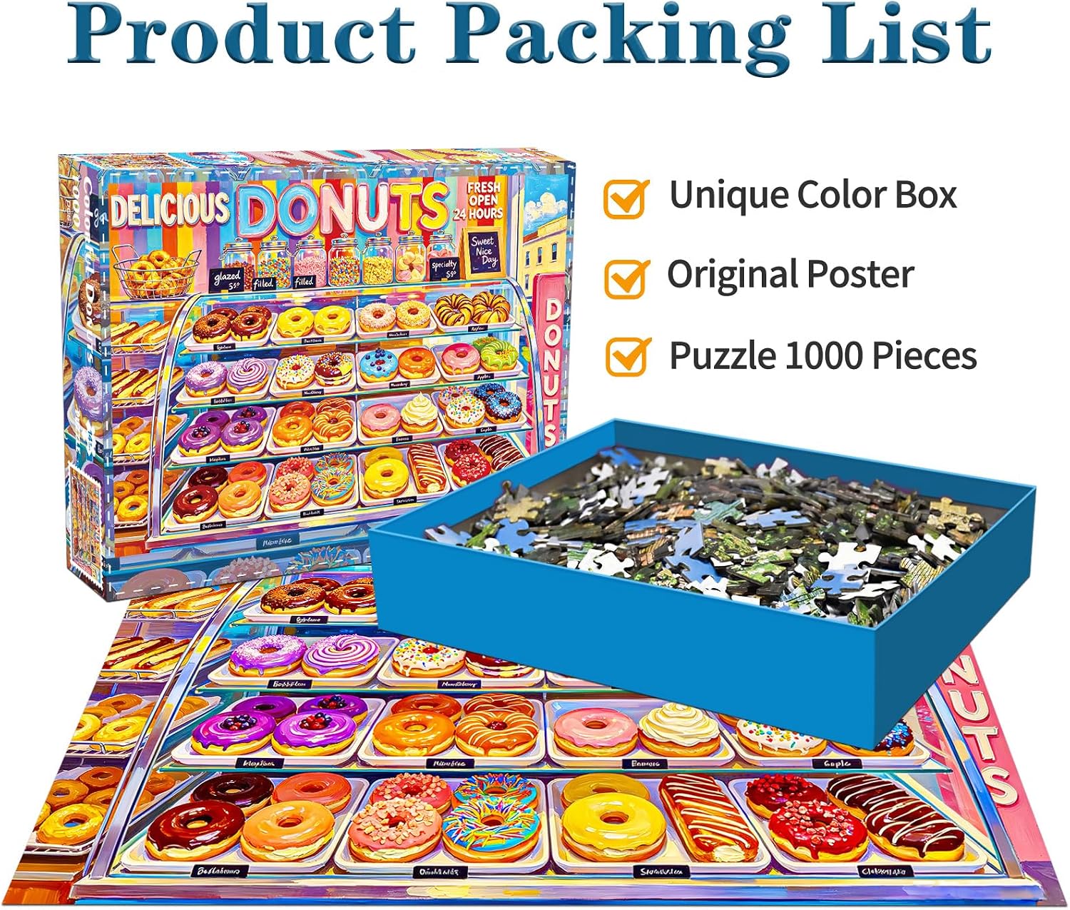 Detalle de HUADADA Rainbow Donut Bakery 1,000-Piece Jigsaw Puzzle for Adults