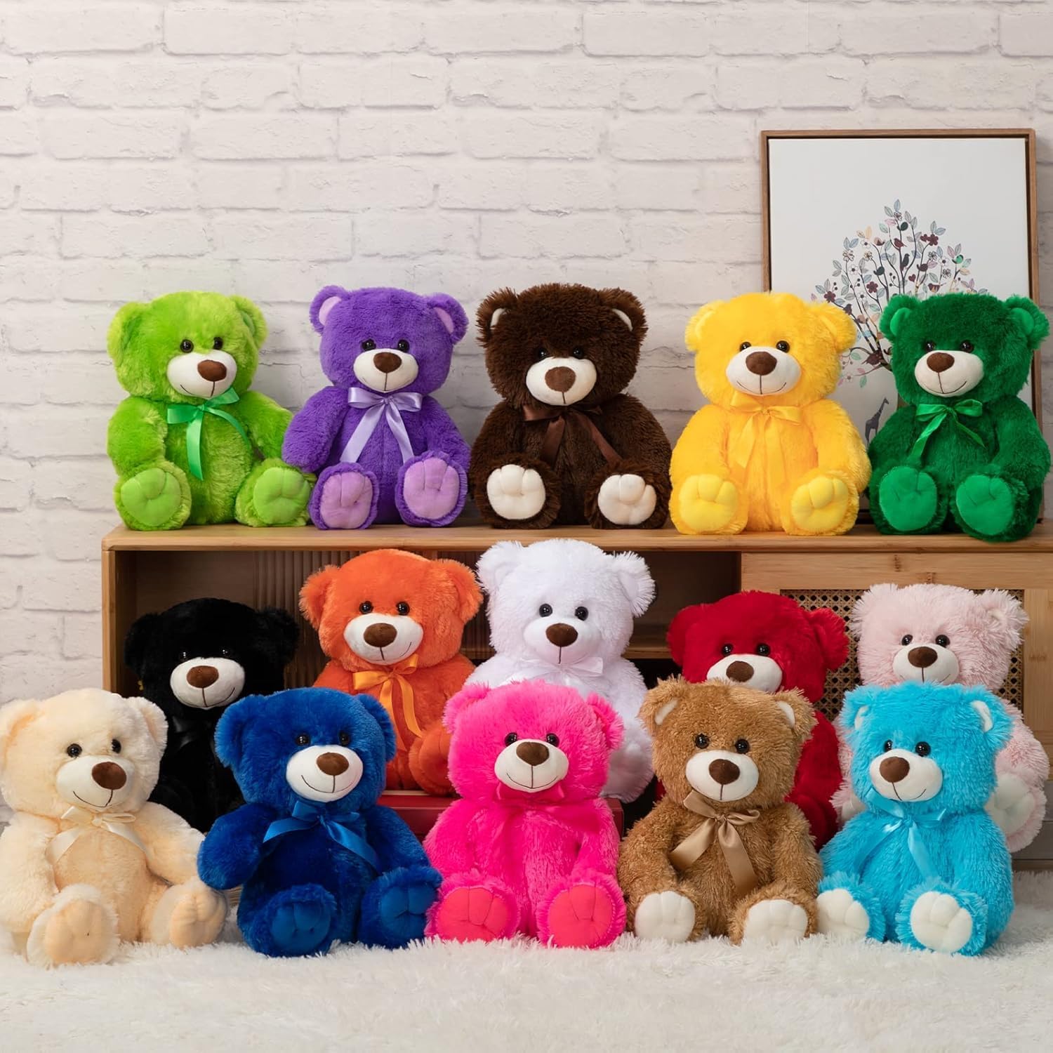 Thumbnail 4 de BEJOY Ours en peluche rouge – 36 cm, doux et sûr pour les câlins