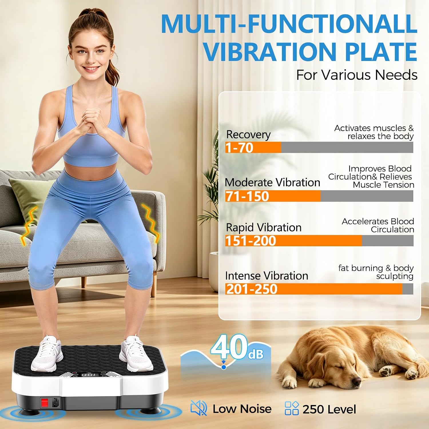 Thumbnail 6 de HomePoweron Vibration Plate Exercise Machine, 250 Levels, P1–P9 Auto Modes