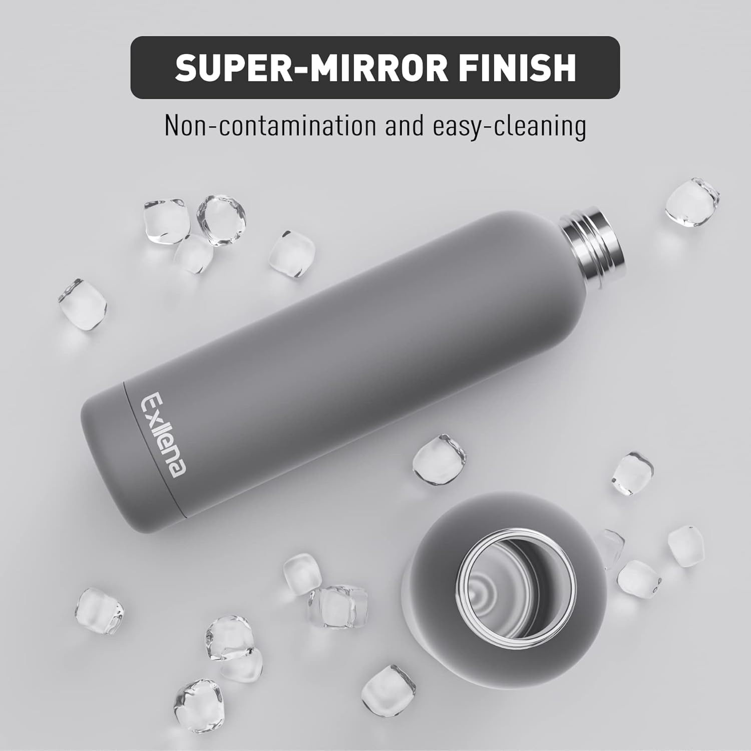 Thumbnail 3 de Exllena 1L Insulated Water Bottle with Clip (Grey) – Double-Wall Vacuum for Cold up to 24 Hours