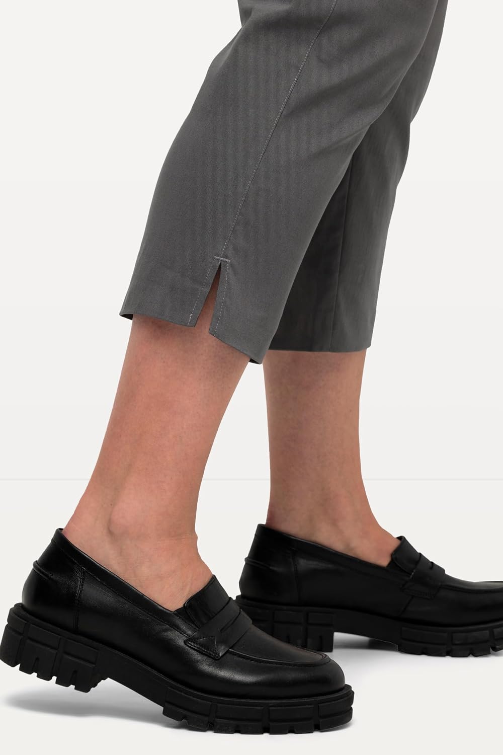 Detalle 2 de Ulla Popken Bengalinhose für Damen in Übergrößen – wadenlang, Elastikbund, stretch (640914)