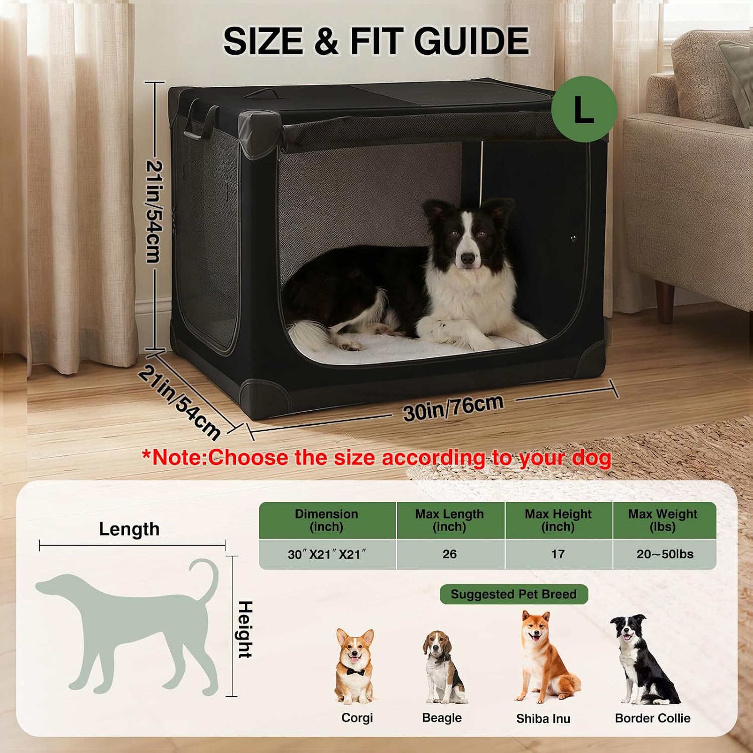 Detalle de Collapsible dog crate 76 x 54 x 54 cm