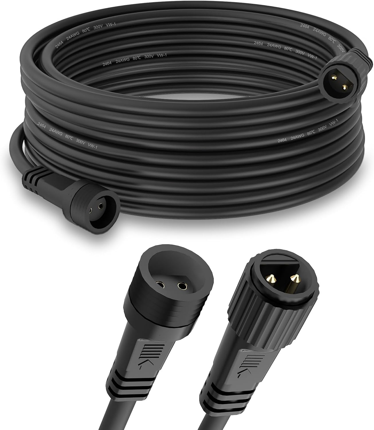 Detalle de Dalugo 10M IP65 Waterproof Outdoor Festoon Lights Extension Lead Wire – 2 Pin Anti-corrosion Black Extension Cable for G40 Globe and Solar String Lights