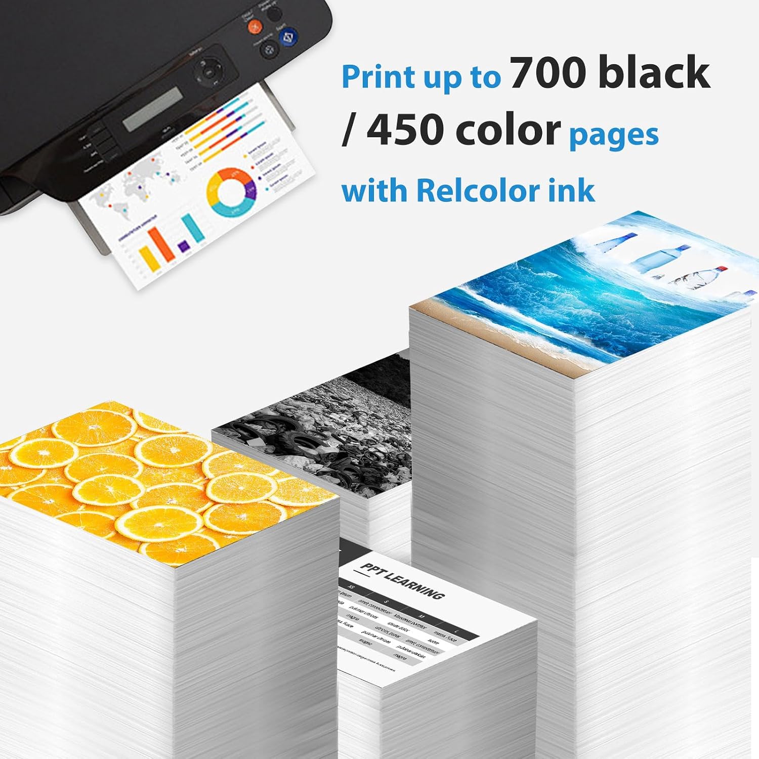 Detalle de Relcolor Ink 61 XL Remanufactured Cartridge Combo, Black and Tri-Color