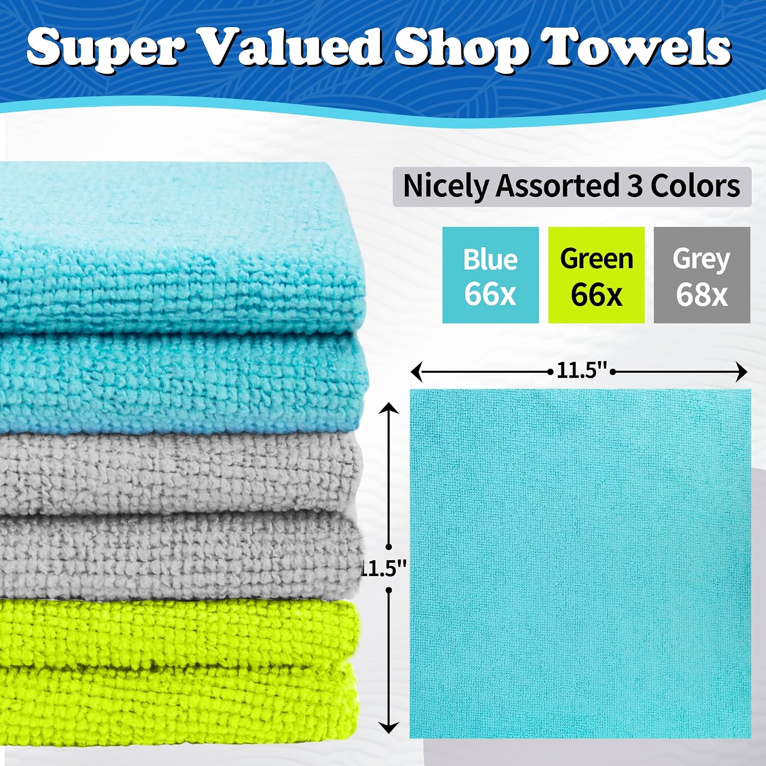 Detalle de FIXSMITH FM-JLC23-200PK-M Microfiber Shop Towels, 200-Pack, 11.5-Inch