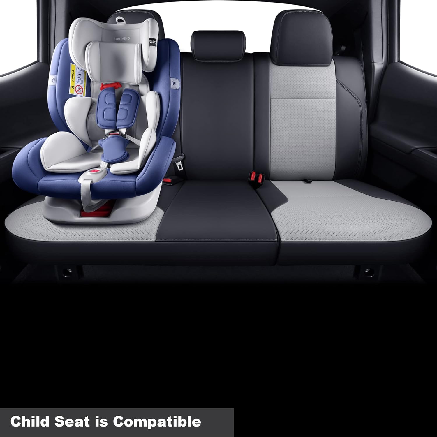 Thumbnail 3 de LUCKYMAN CLUB Tacoma Custom Fit Seat Covers (2016-2023) – Crew Cab Faux Leather, Black & Gray