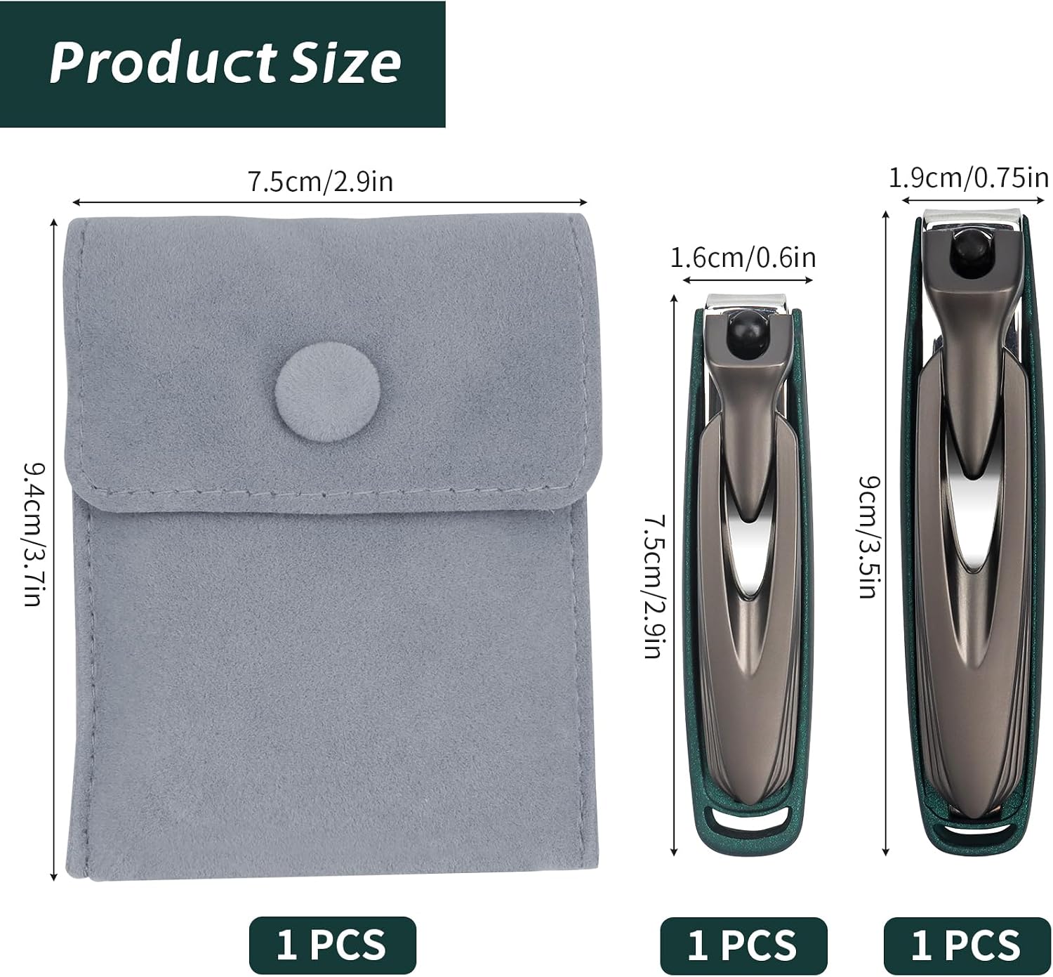 Thumbnail 2 de Roellgs Nail Clippers Set – Precision Toe Nail Clippers for Thick Nails, Durable Heavy Duty Stainless Steel Toenail Clippers (Green)