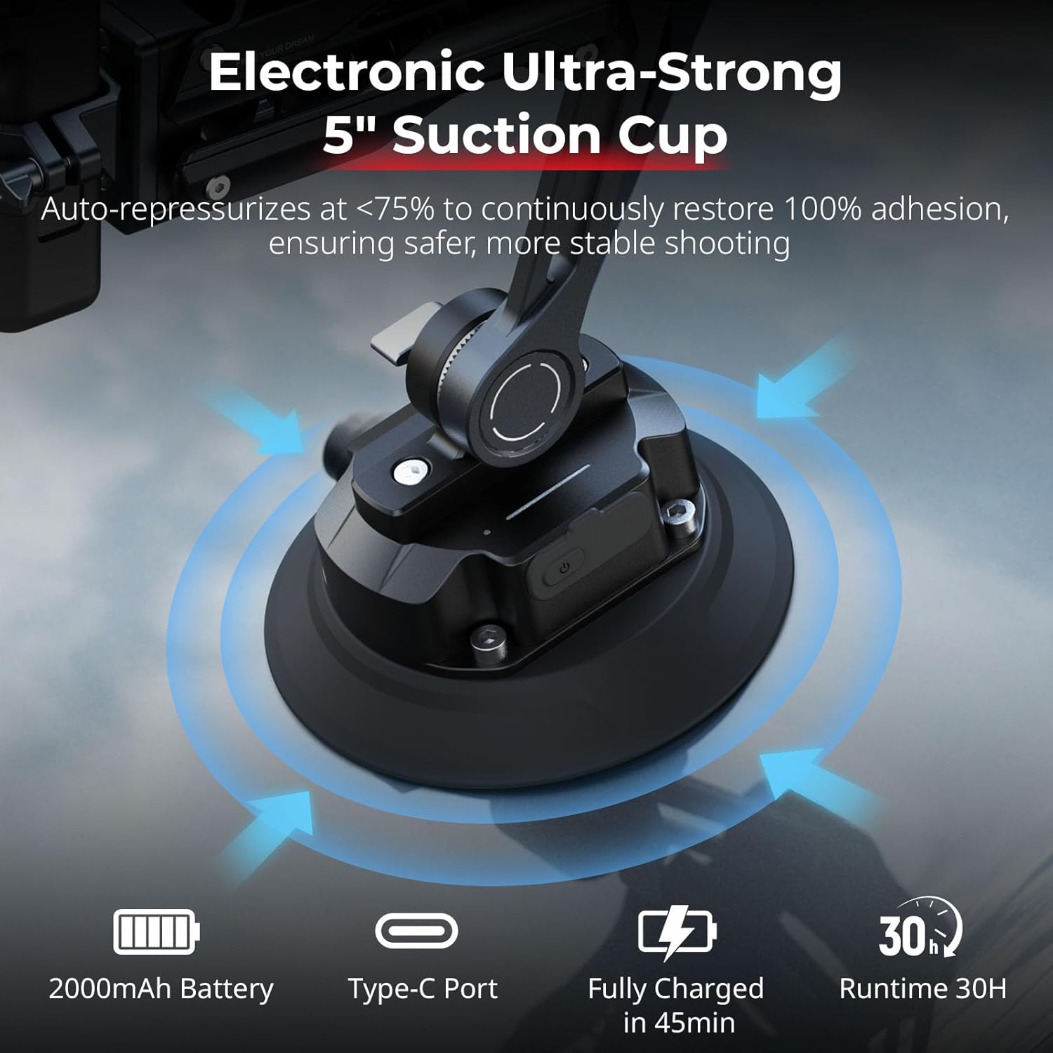 Thumbnail 3 de SMALLRIG Mini Electronic Shock Absorber Arm with 5-Inch Vacuum Suction Cup and Double Spring Damping