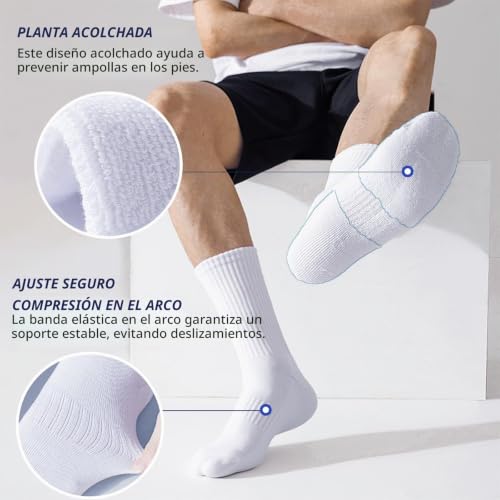 Detalle de Wamicu Calcetines Deporte Hombre 5 Pares: algodón peinado, acolchados y transpirables para running