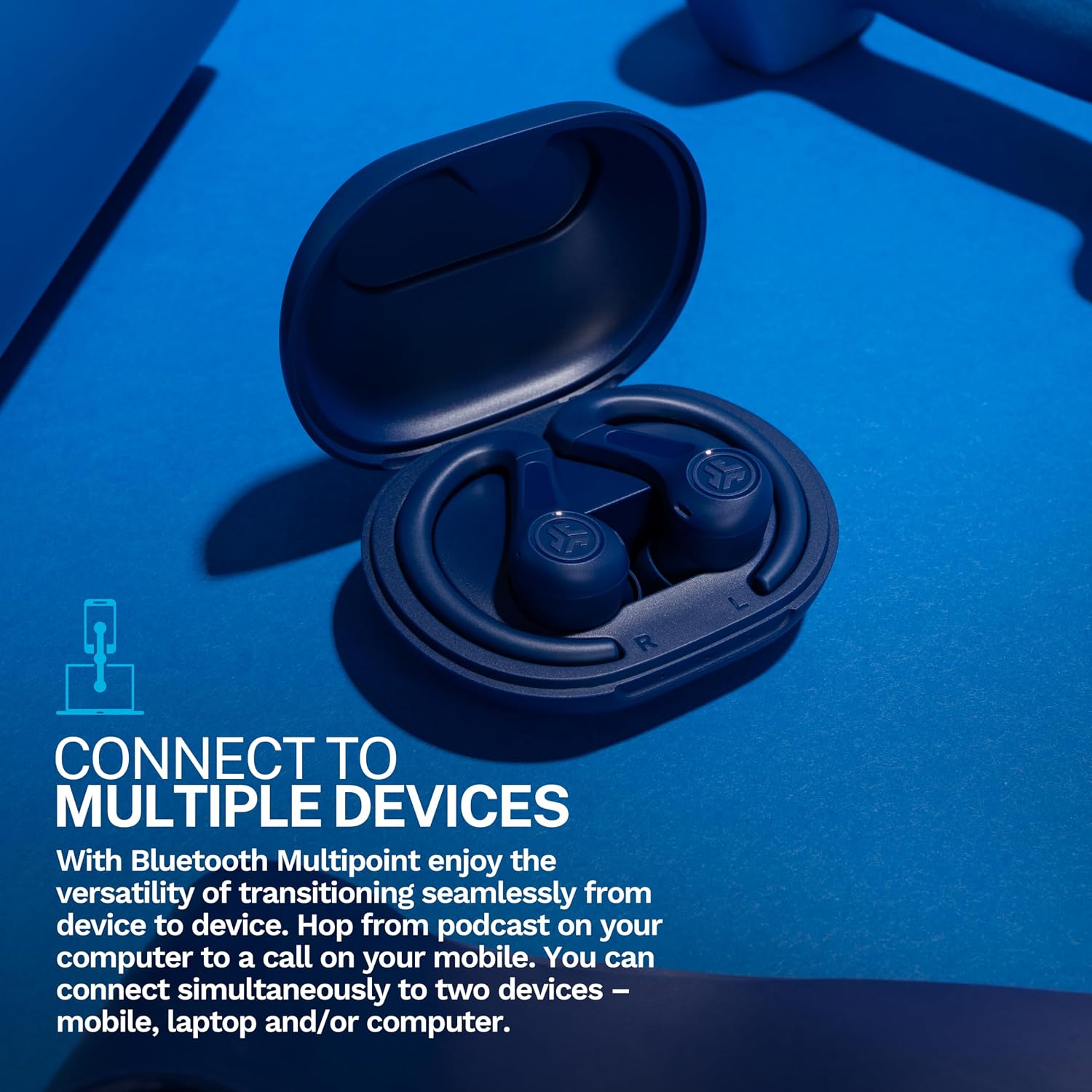 Detalle 1 de JLab EBJBSPTANCCOB50WEB JBuds Sport ANC 4 Wireless Earbuds, IP66, Cobalt Blue