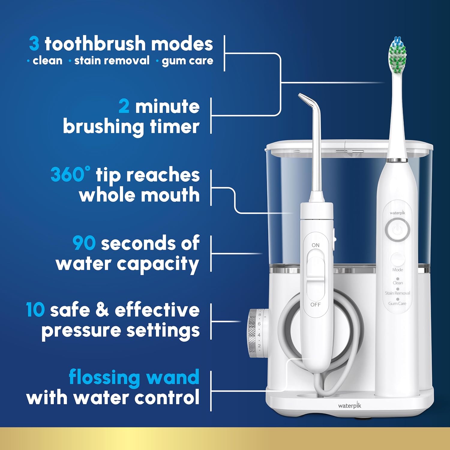 Detalle 2 de Waterpik Sensonic Complete Care CC-04: Water Flosser + Rechargeable Toothbrush Combo