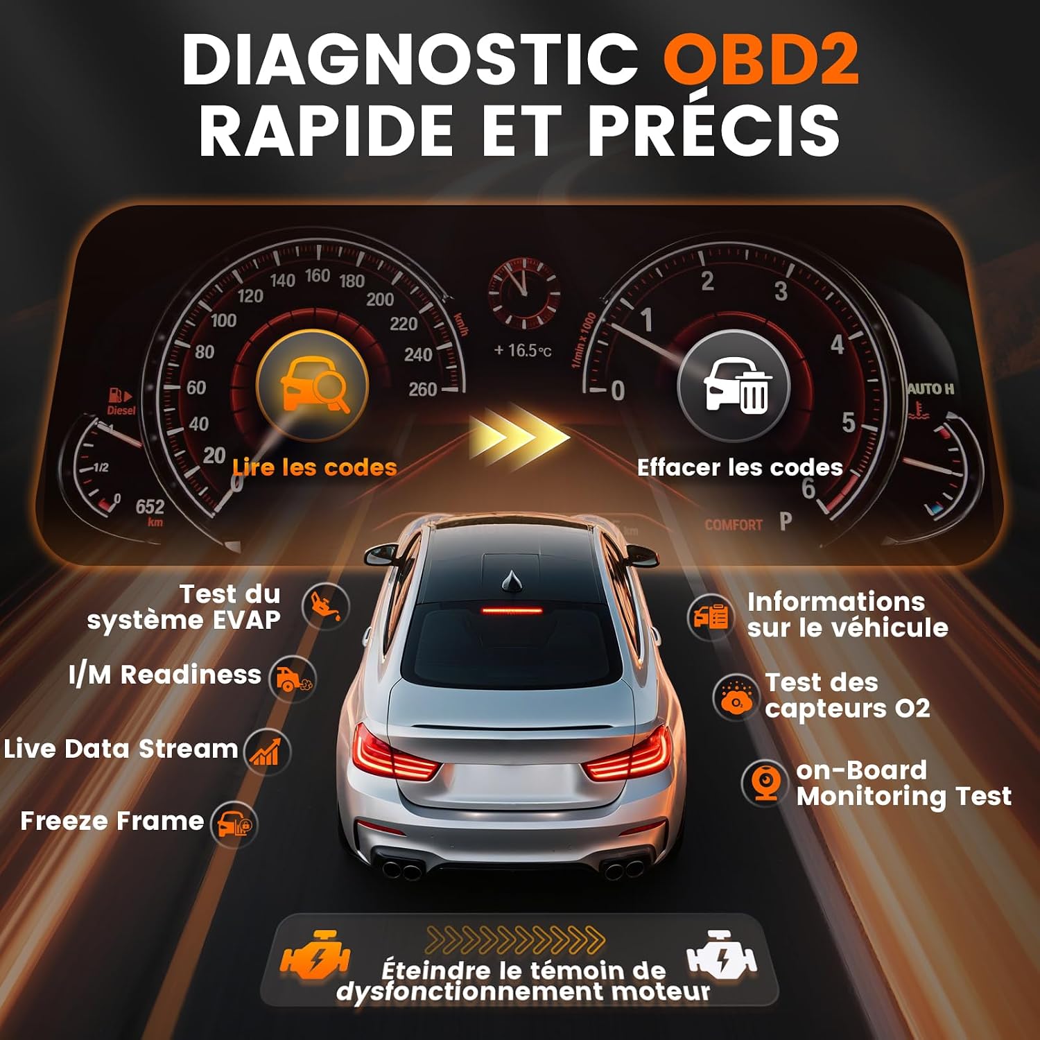 Detalle de ANCEL AD410PLUS valise diagnostic OBD2 et testeur batterie 12V