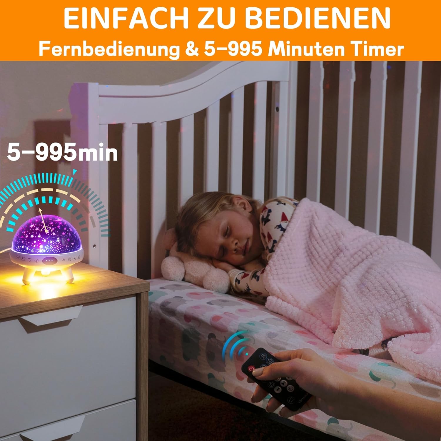 Thumbnail 2 de Nachtlicht Sternenhimmel Projektor für Kinder mit Fernbedienung – YACHANCE