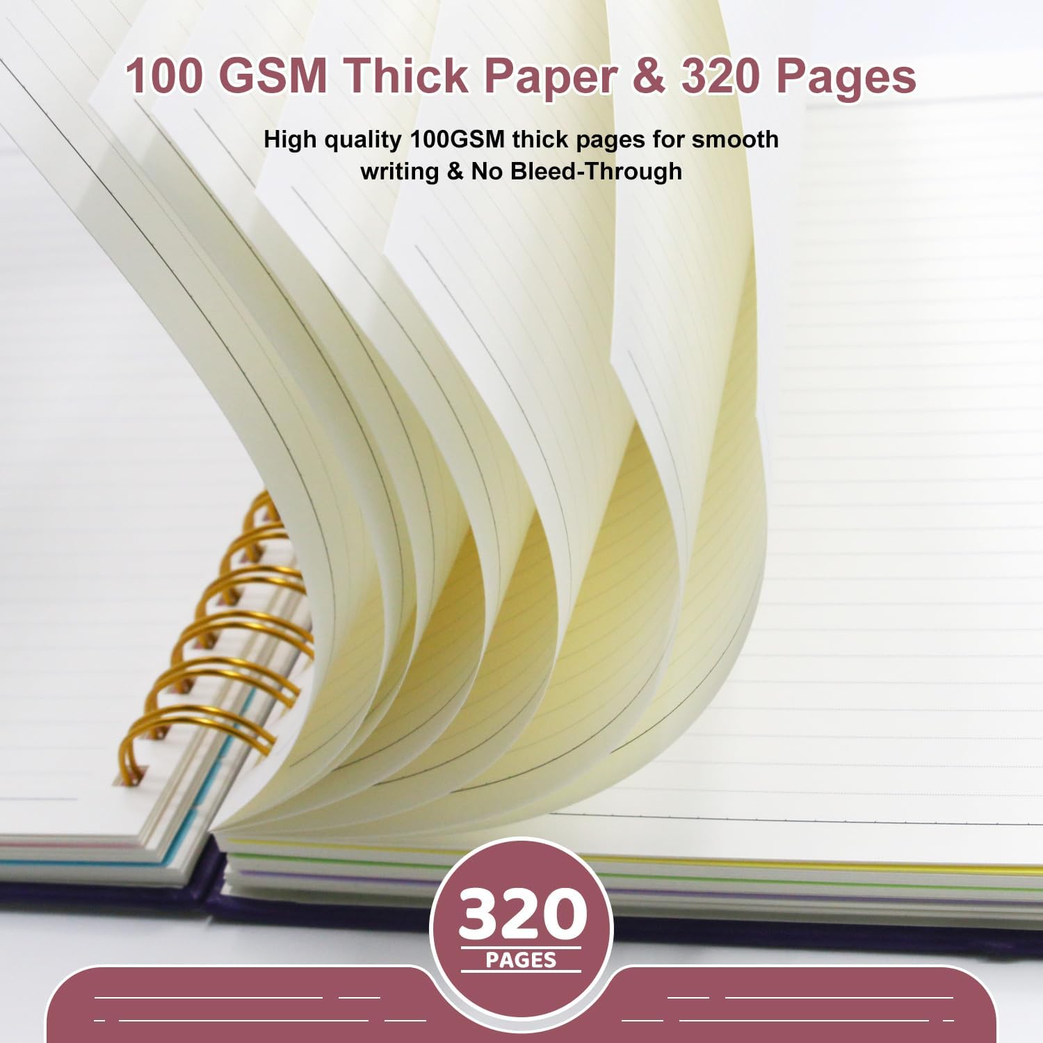 Thumbnail 4 de FlyMeaning 5-Subject Spiral Notebook, 320 Pages, Pink PU Hardcover