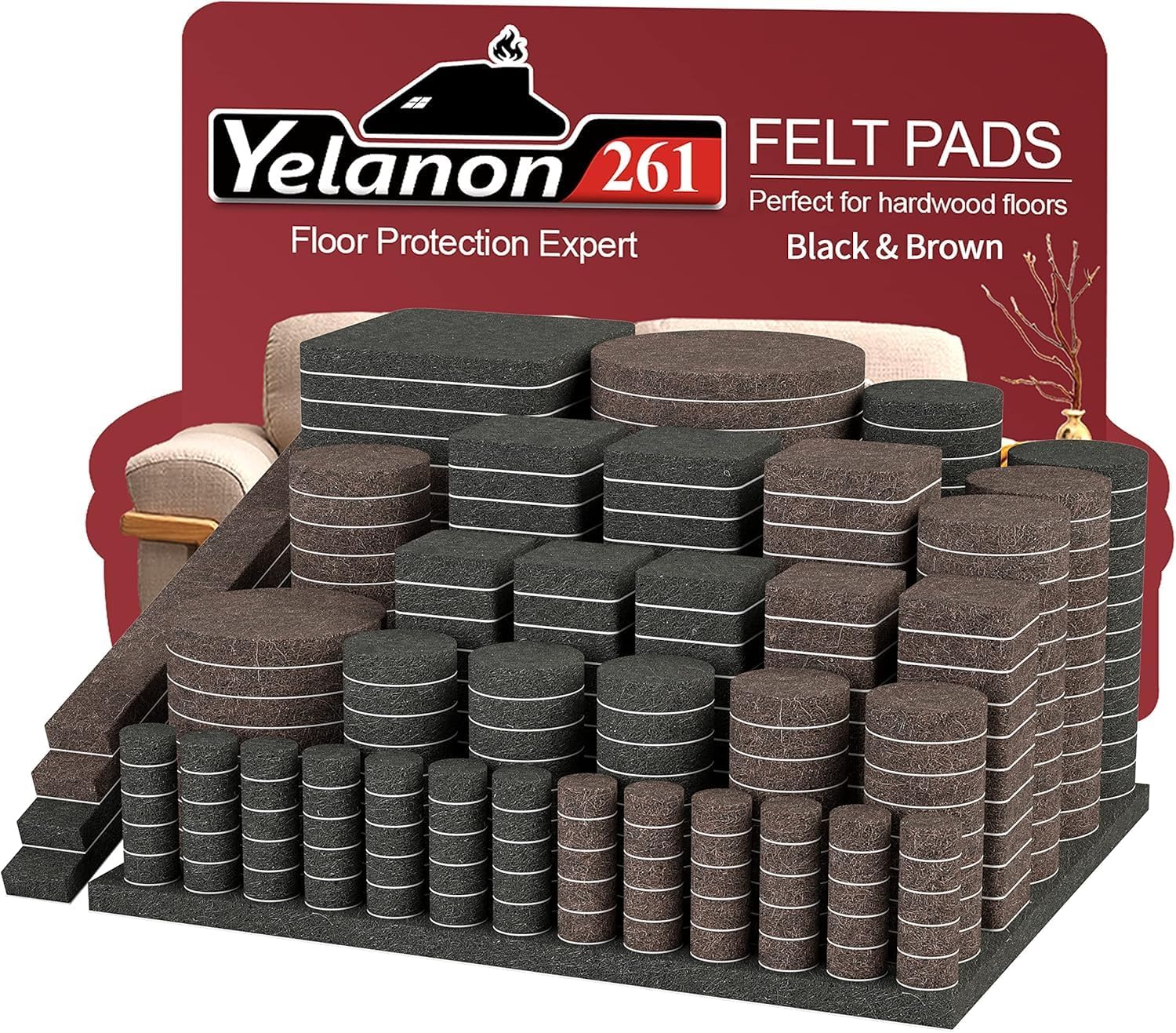 Detalle de Yelanon Felt Furniture Pads 261pcs pack