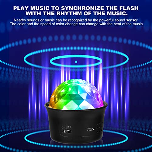 Detalle de URAQT Mini Discokugel Licht – tragbares USB-Diskolicht mit Sprachsteuerung und Mixfarben
