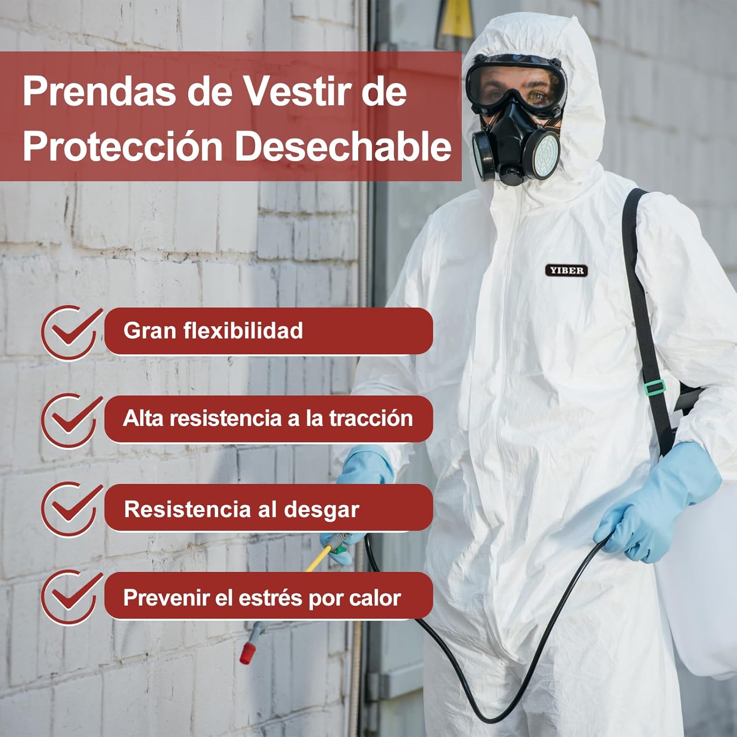 Detalle 2 de YIBER Traje Protector Desechable S‑4XL