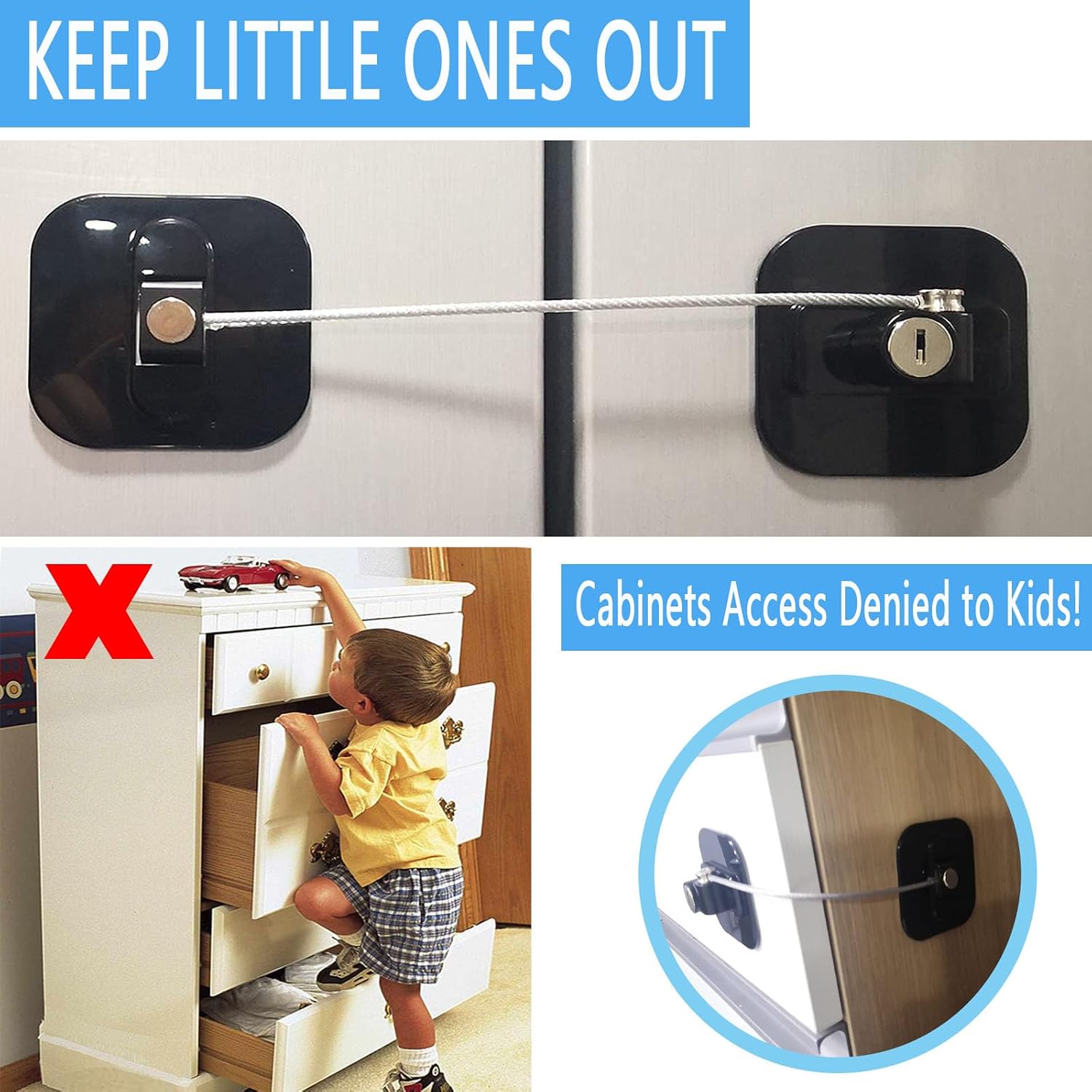 Thumbnail 4 de YEYA LOCK-FQ3-3-4 Refrigerator Locks with Keys, 4-Pack Adhesive Child Locks