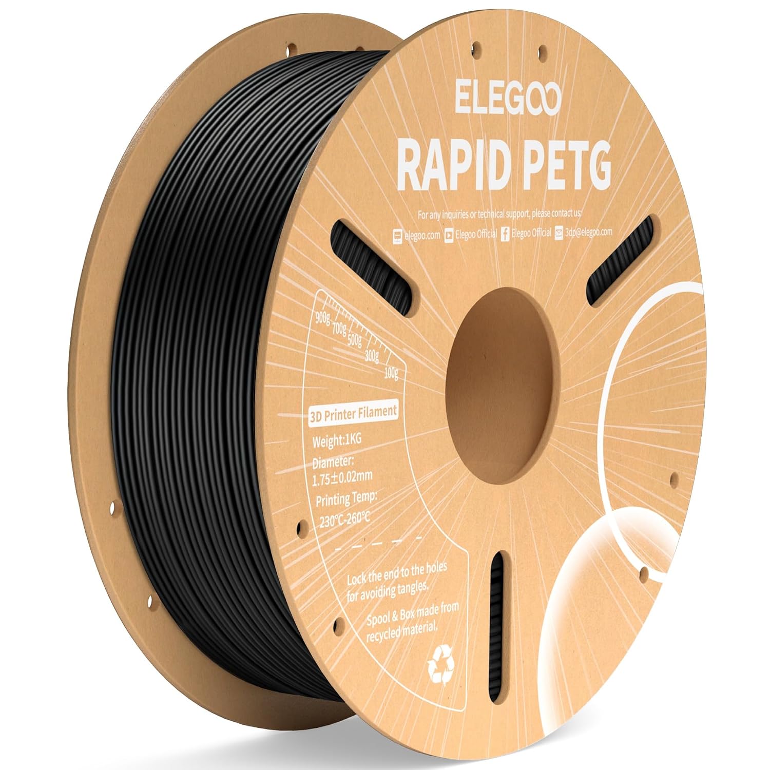Detalle de ELEGOO Rapid PETG Filament 1.75mm 1kg 🖨