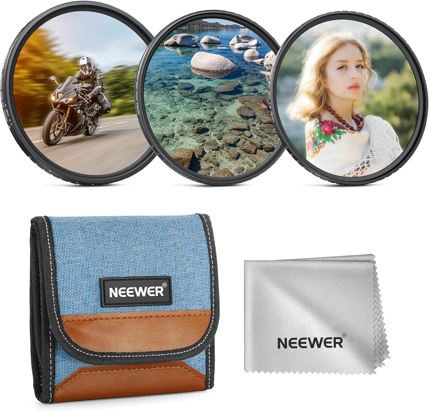 NEEWER 72mm Variable ND (2–32) + CPL + 1/4 Black Diffusion Filterset (3er Pack) – fürs kreative Filmen und Fotografieren