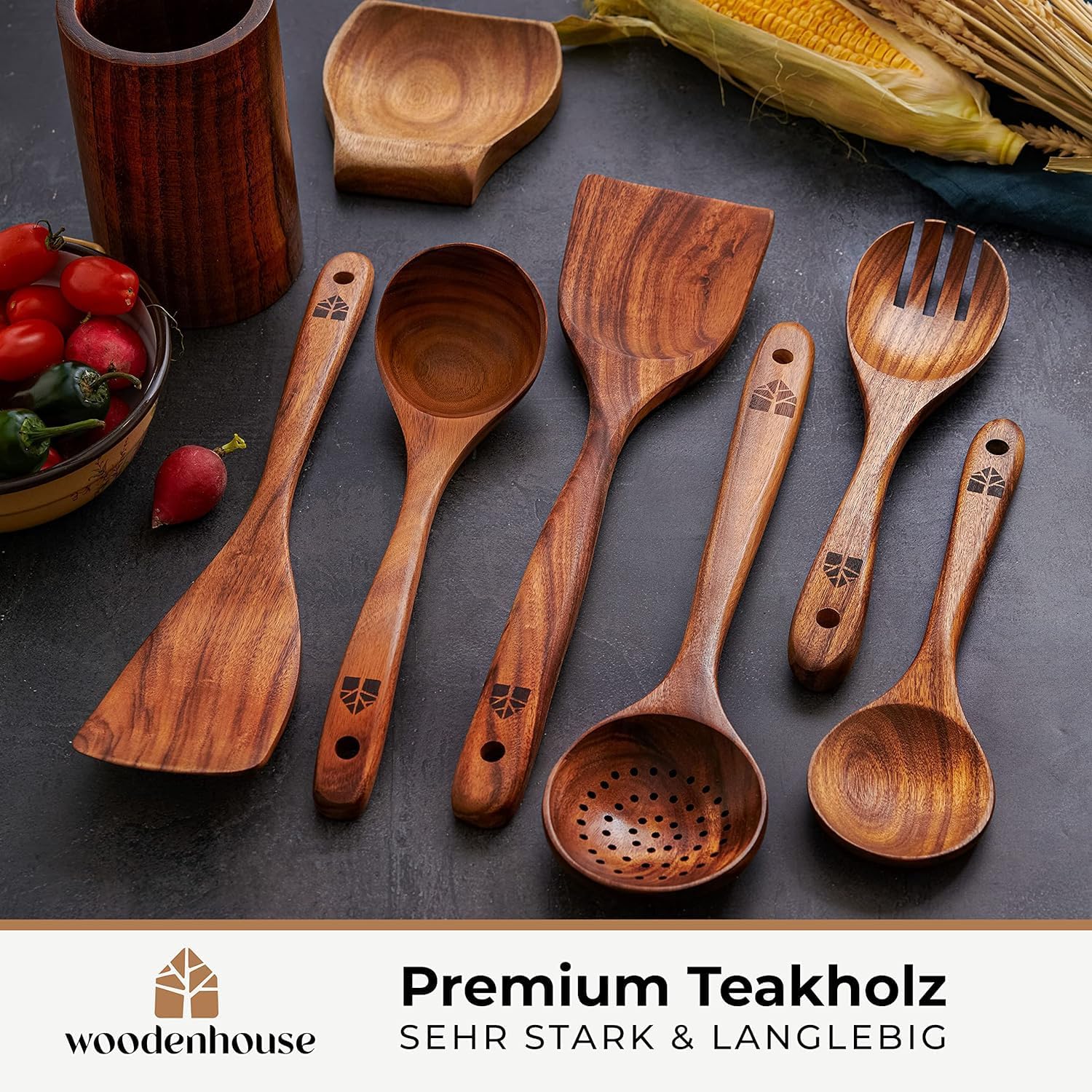 Detalle 2 de Kochbesteck-Set aus Holz 13-teilig mit Halter