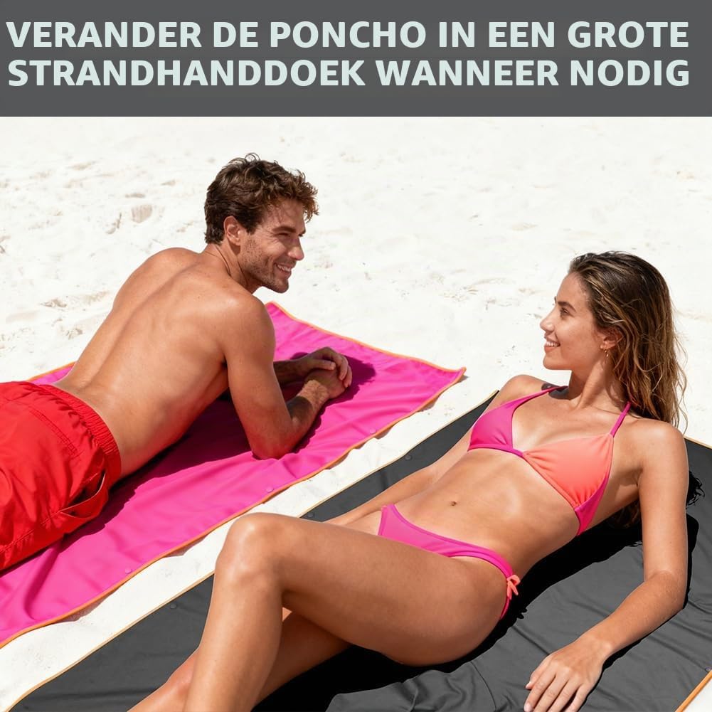 Detalle 1 de AUYAO 5297249 ponchohanddoek voor volwassenen met capuchon en zak