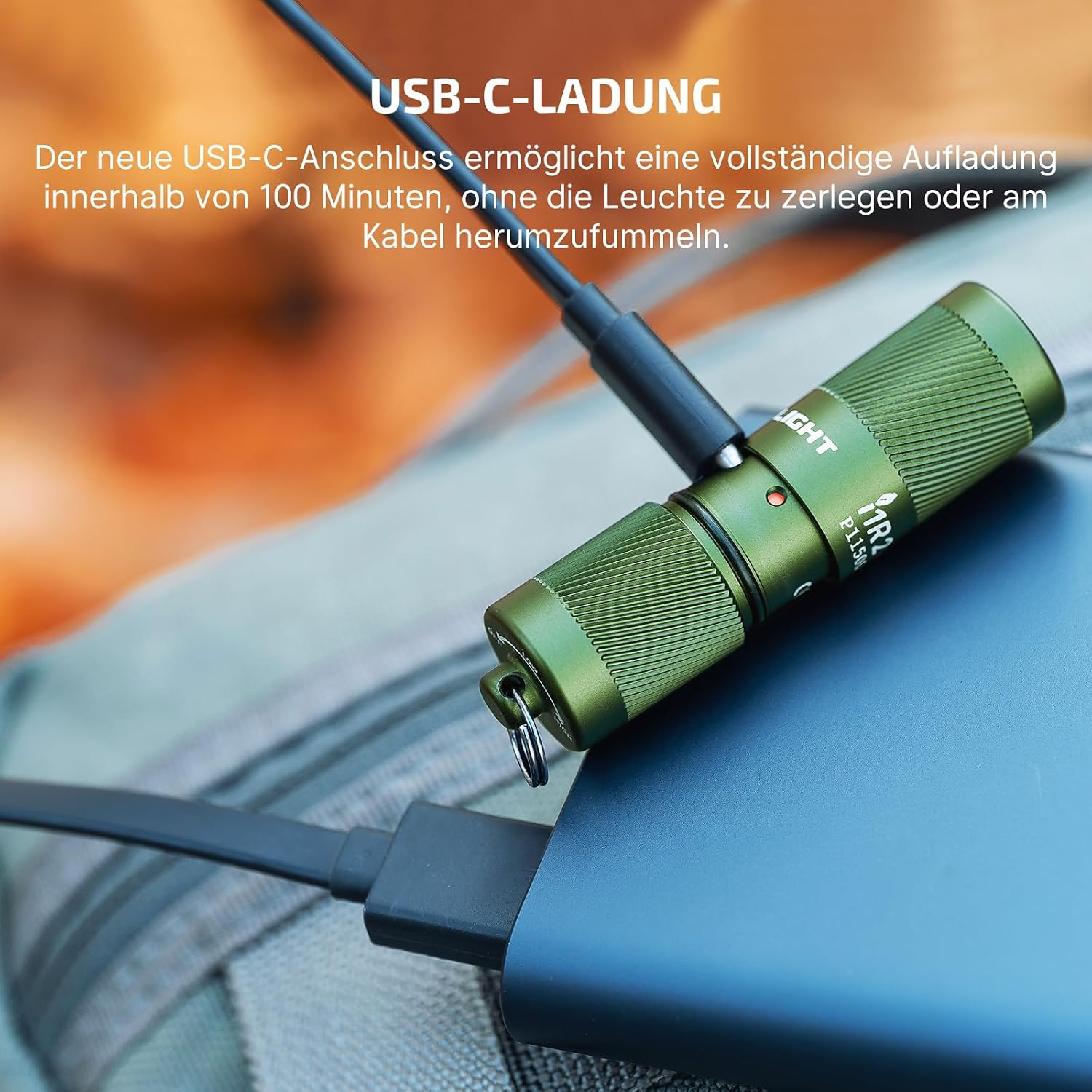 Detalle de OLIGHT I1R II Pro EOS Mini LED Taschenlampe – Kompakte Schlüsselbundlampe mit 180 Lumen, USB-C Aufladung