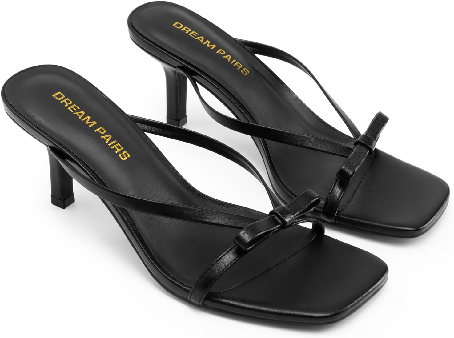 Detalle 1 de DREAM PAIRS Bow Kitten Heel Sandals, 2.36-Inch Heel, Slip-On