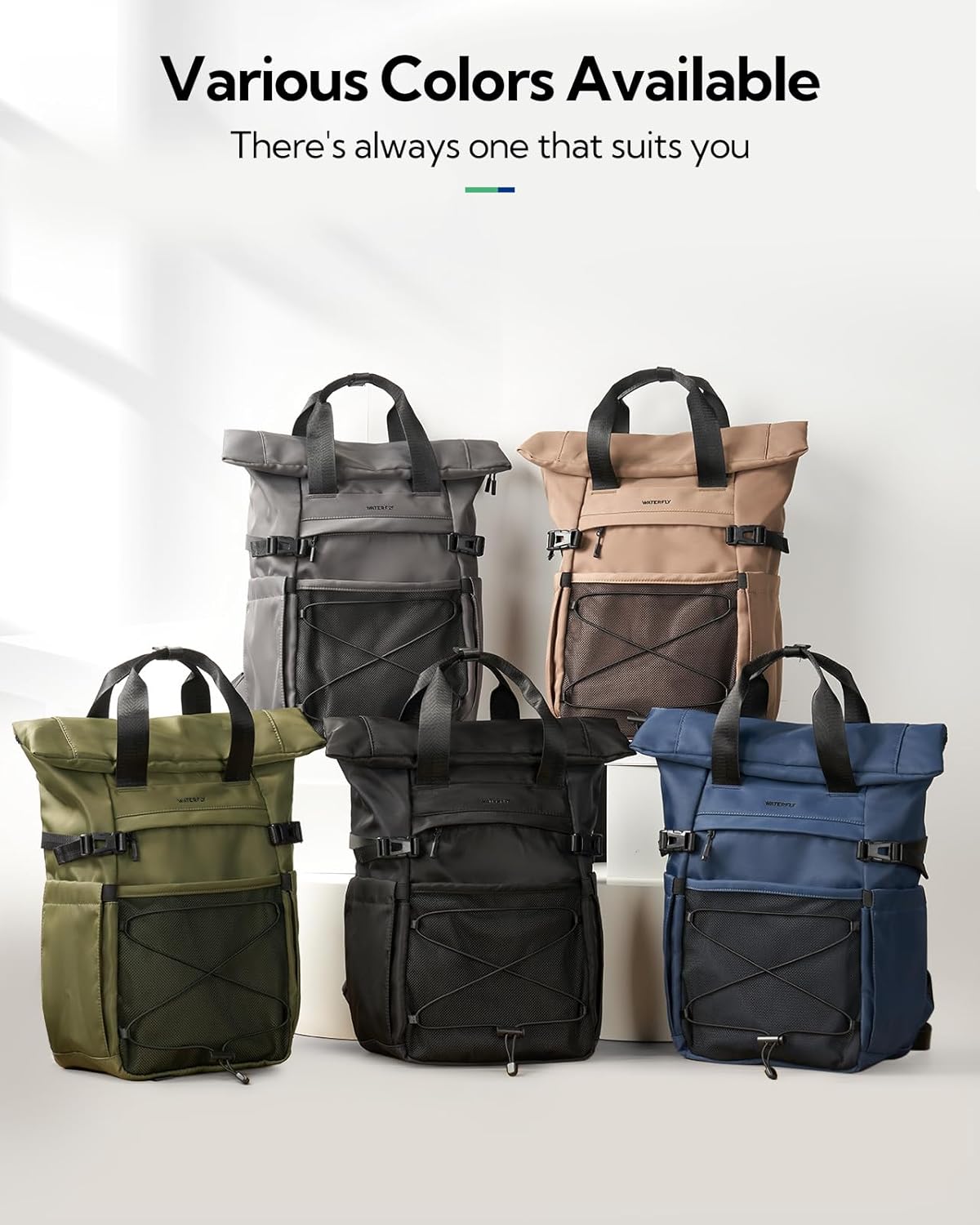 Thumbnail 6 de WATERFLY Rolltop Rucksack Unisex (16L–21L) mit 16-Zoll-Laptopfach – Rollrucksack für Schule, Uni & Reisen