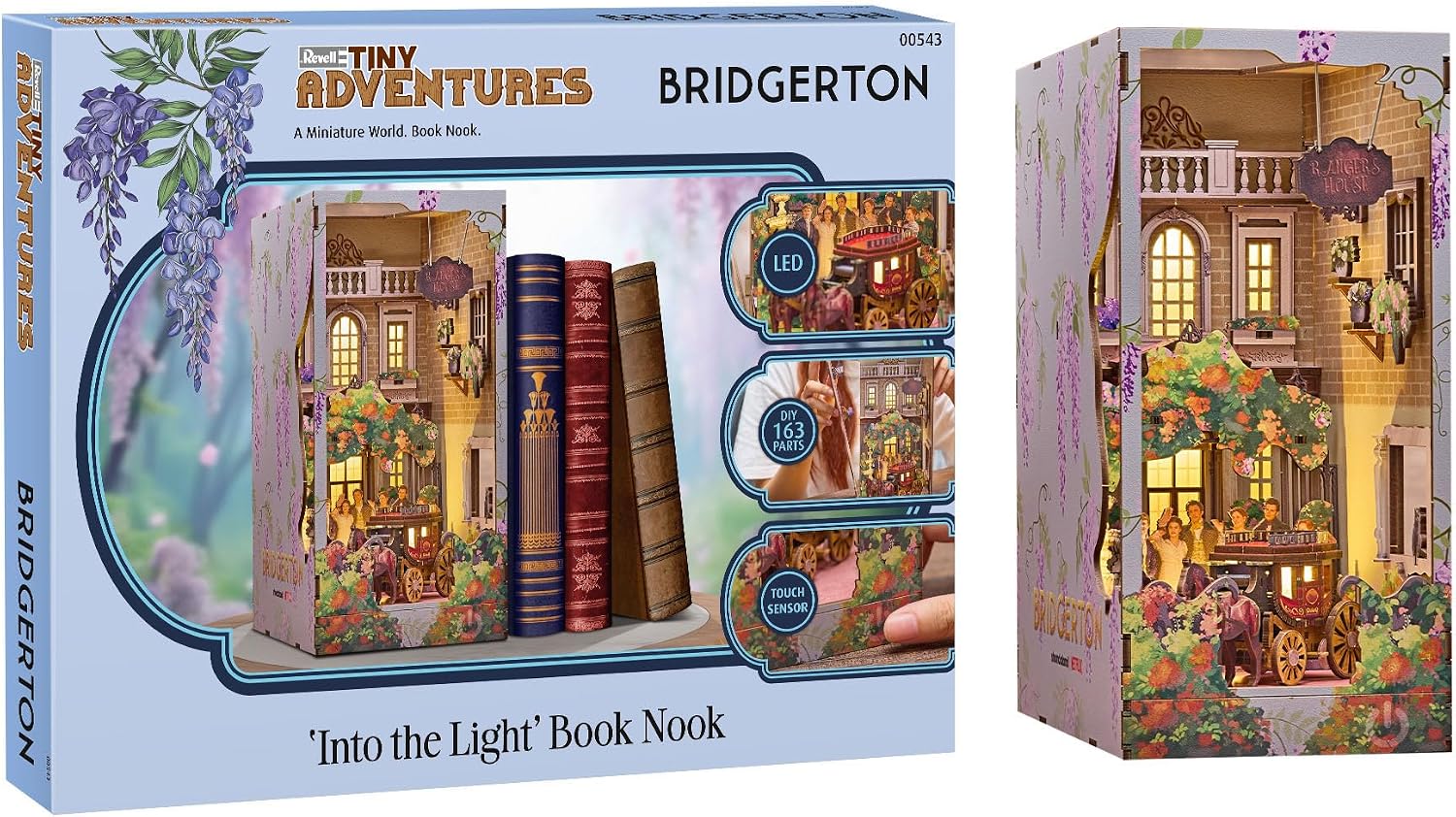 Detalle de Revell Tiny Adventures – Bridgerton Into The Light Book Nook avec éclairage LED